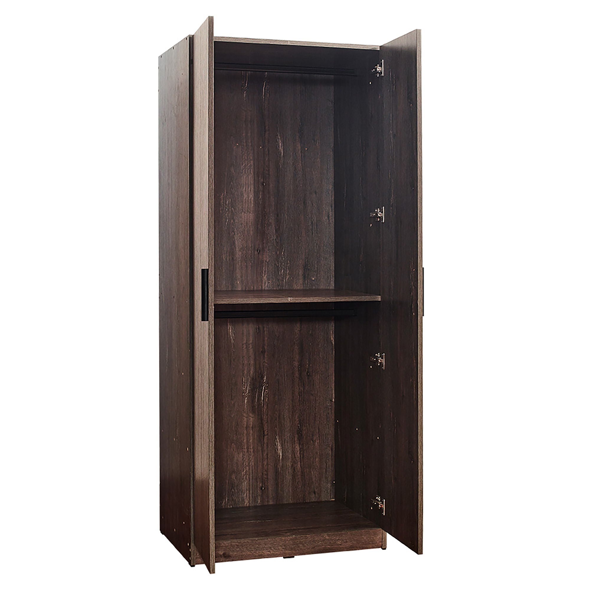 Willow 2 Door Wood Closet With Shelf Storage Function - Gray