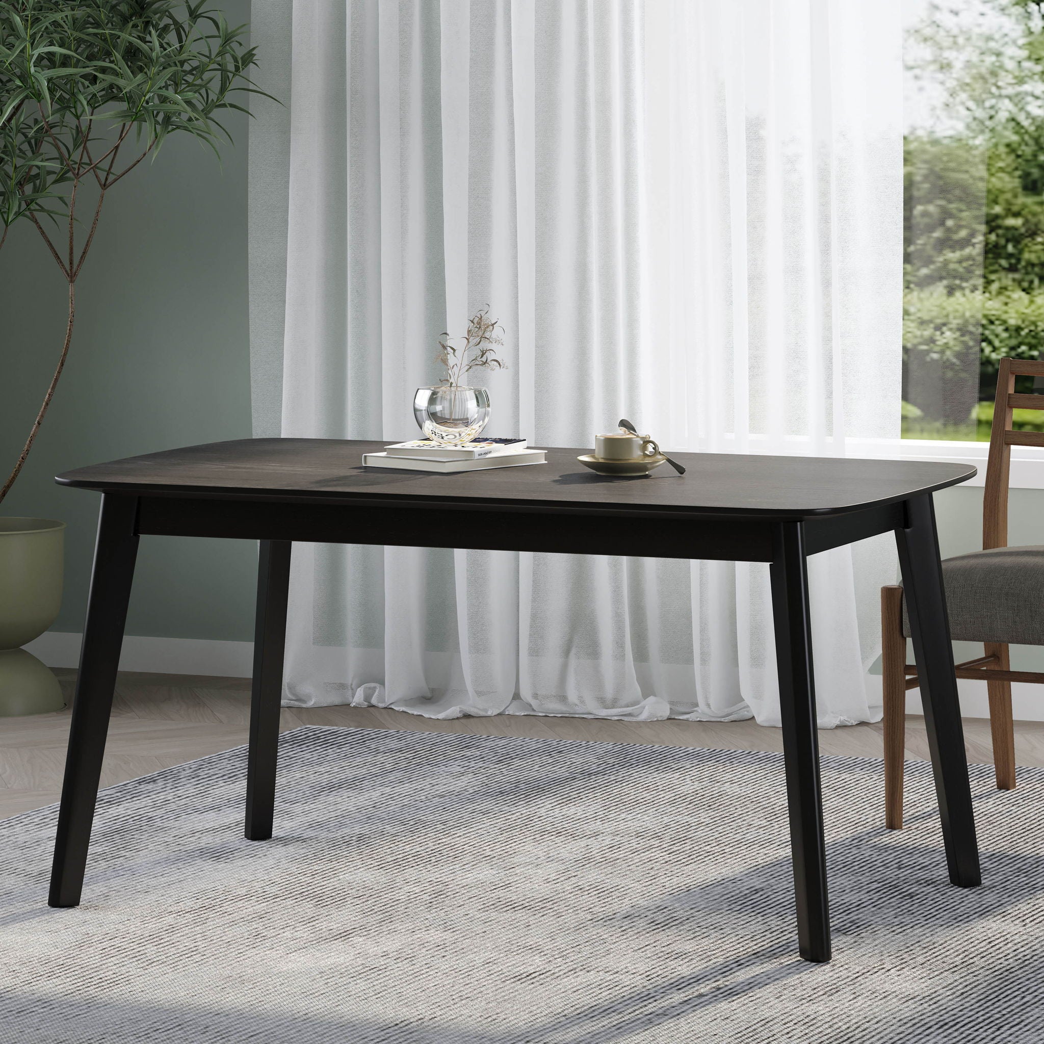 Retro Dining Table With Faux Wood Top