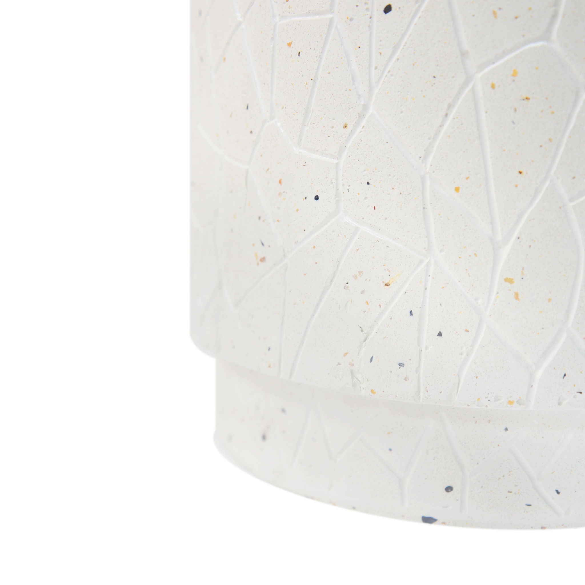 Outdoor Terrazzo Concrete Drum End Table, Living Room Accent Table - White Terrazzo