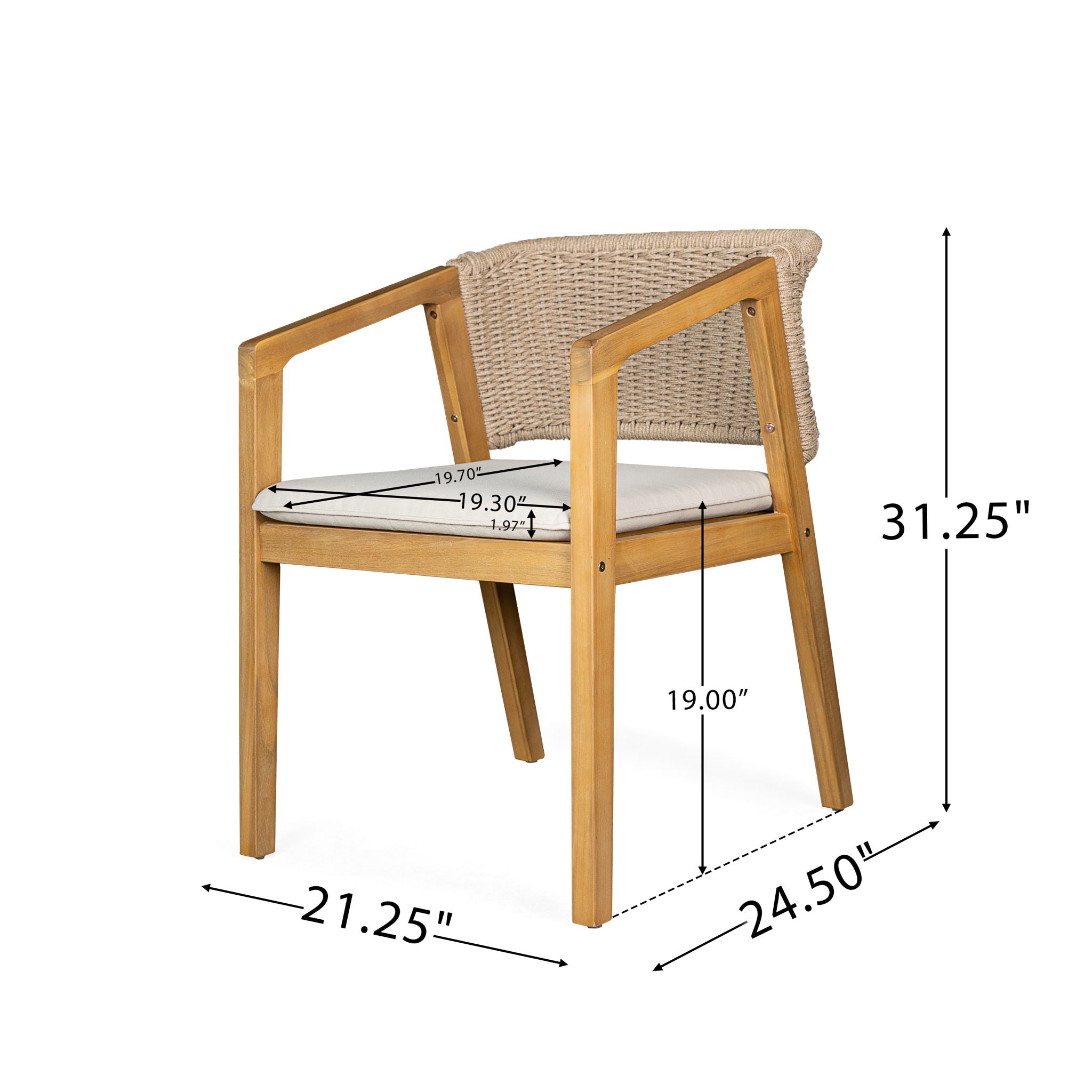 Outdoor Dining Set 1 Table 4 Chairs (Set of 5) - Teak / Beige