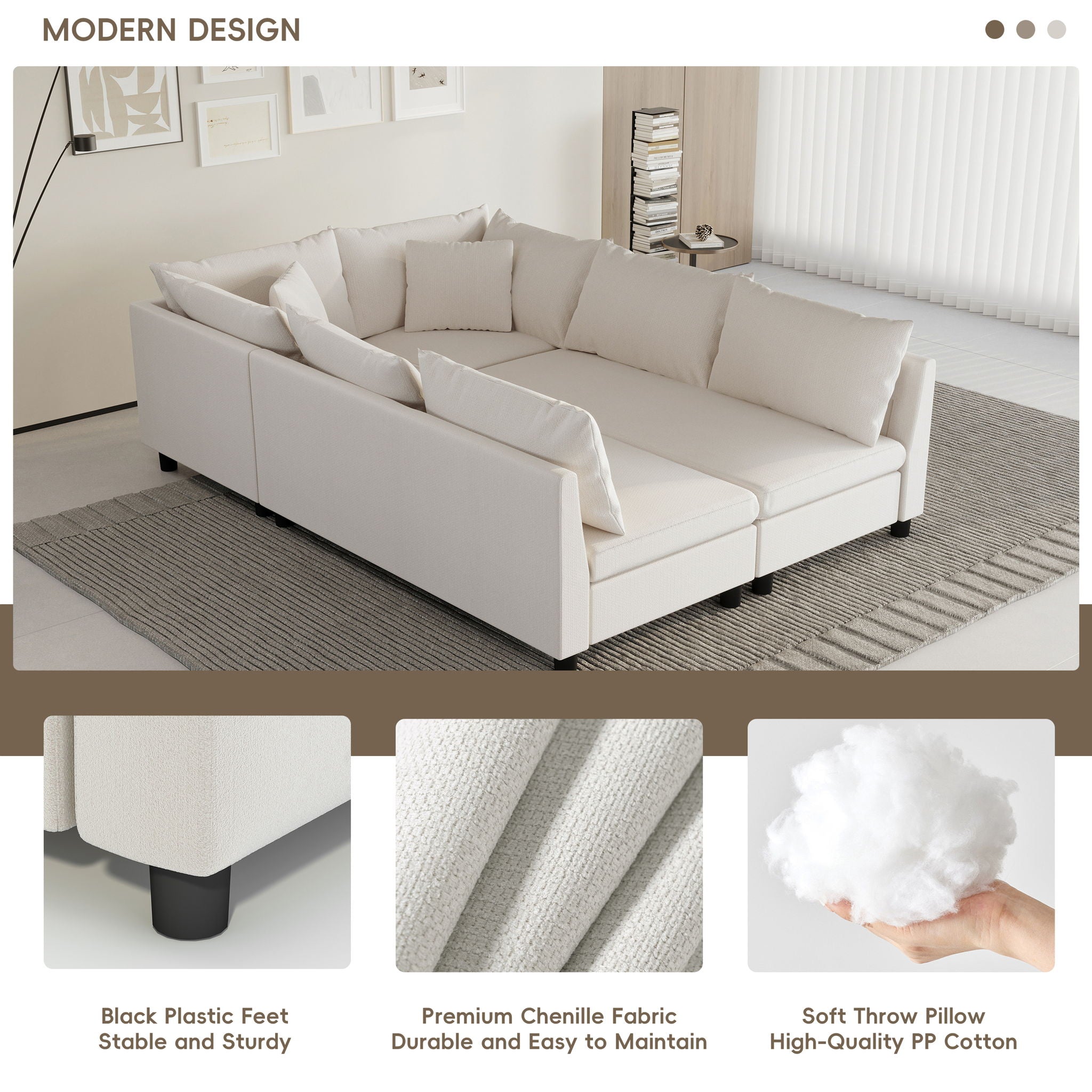 Modular Sectional Bed Couch Set With Pillows Free Combination, Minimalist Style Oversized 6 Seat Convertible Sofa - Best Buy Furniture