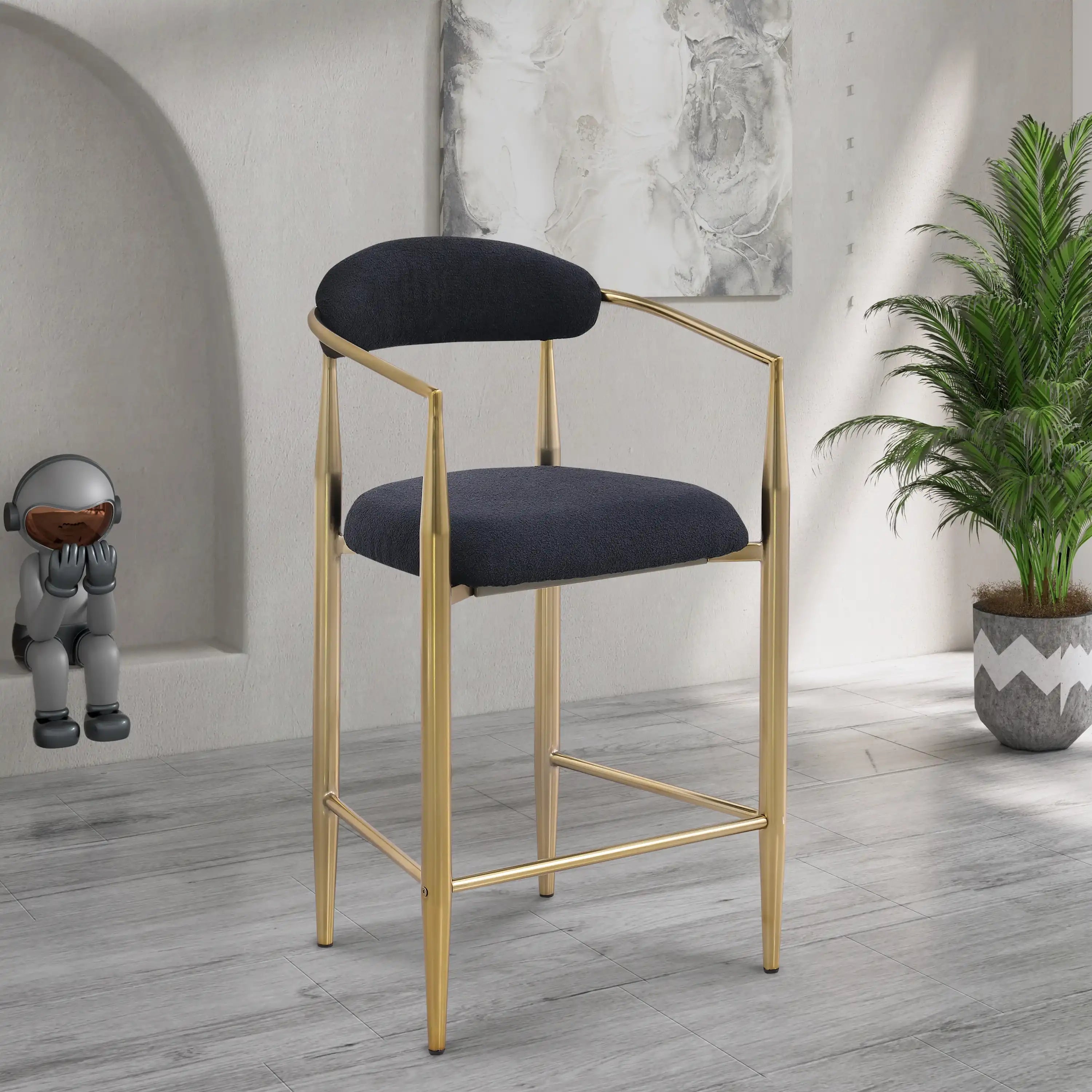 Kivo Modern Boucle Bar Stools Set of 2