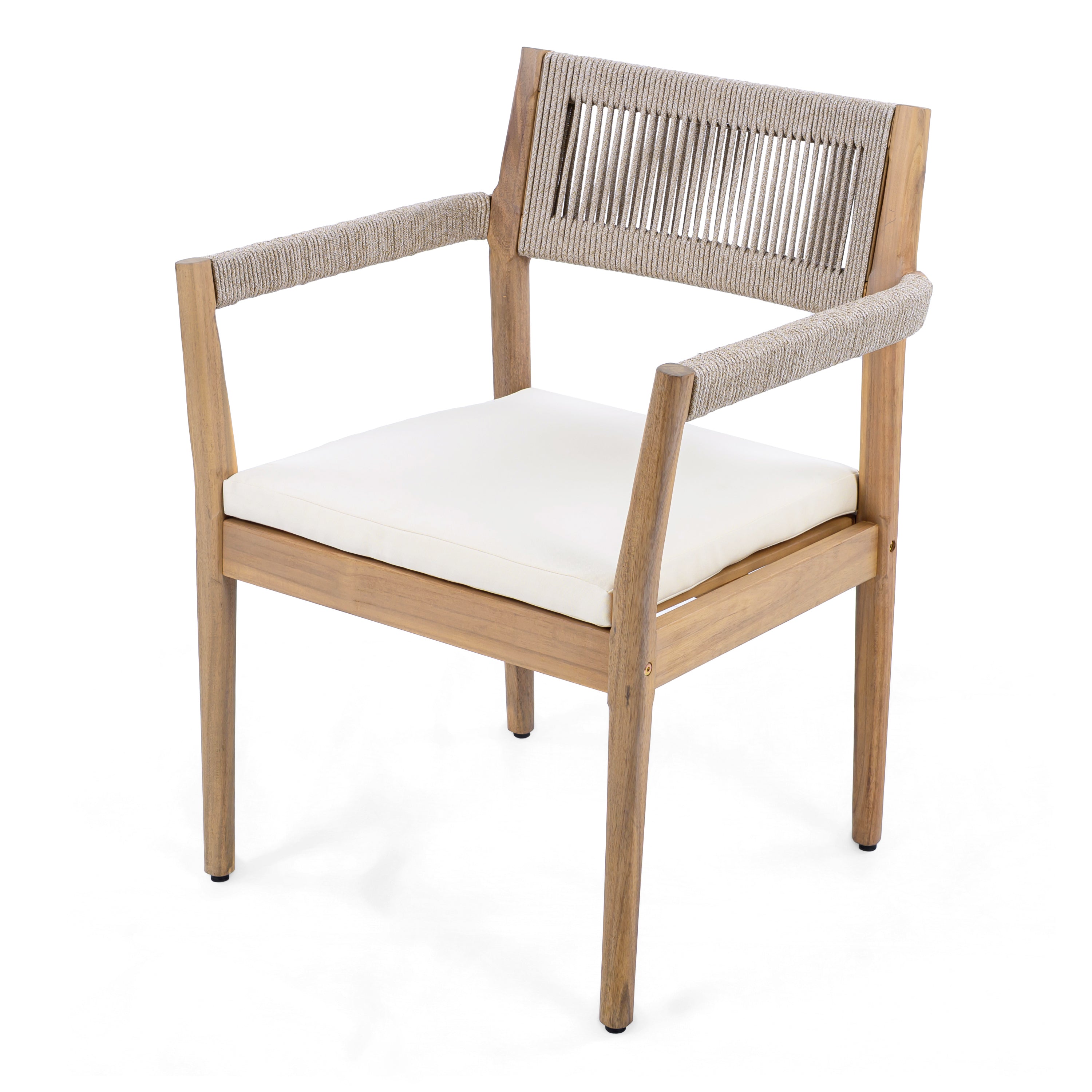 Patio Set Outdoor Acacia Wood Furniture Sets - Braided Dining Chairs and Patio Dining Table