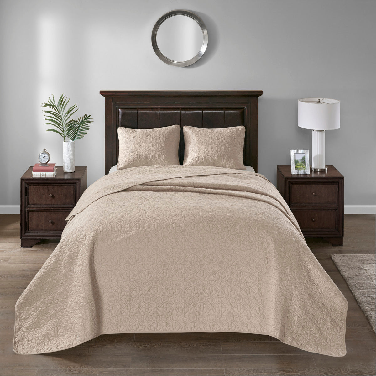 Reversible Quilt Set Khaki King/Cal King