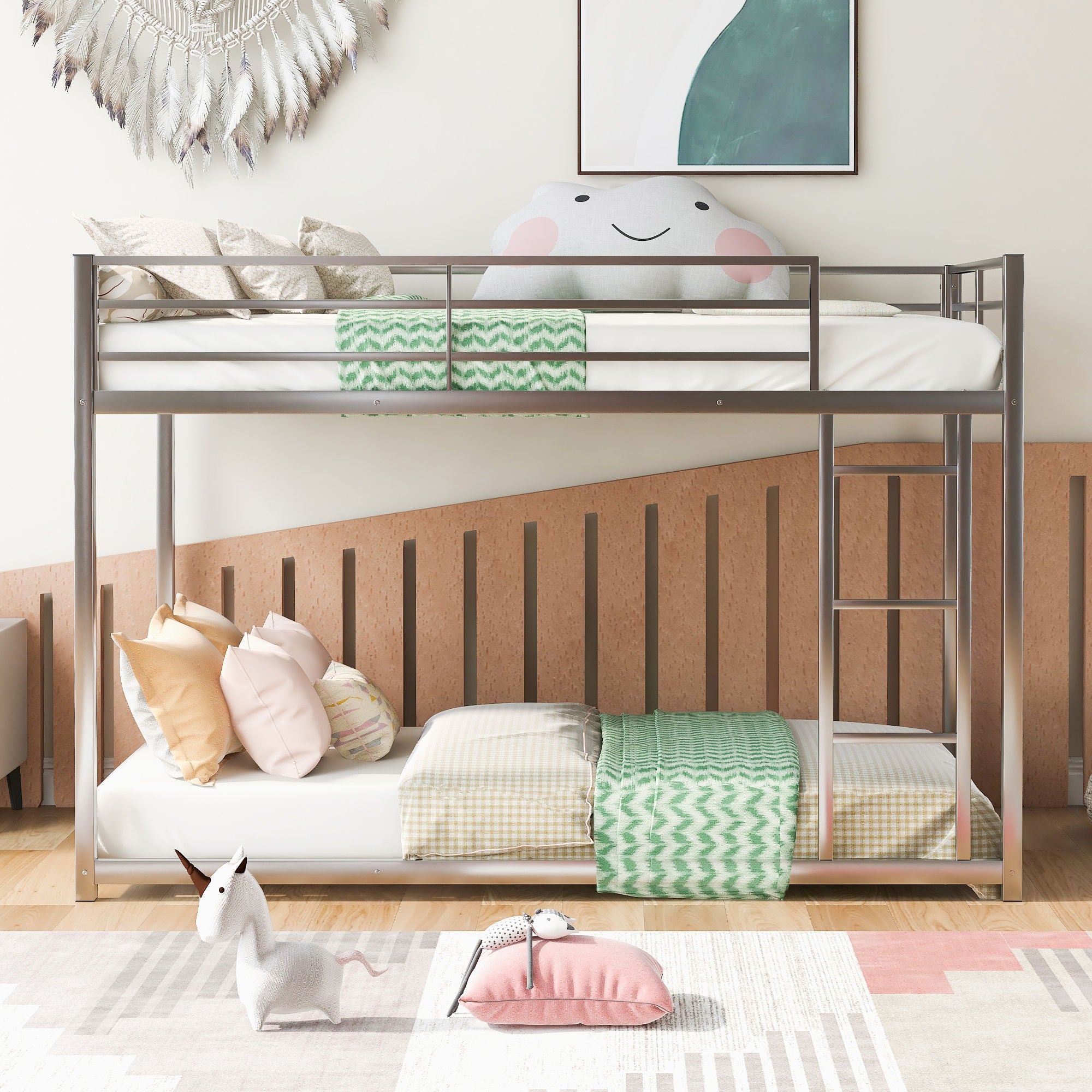 Metal Bunk Bed, Low Bunk Bed With Ladder