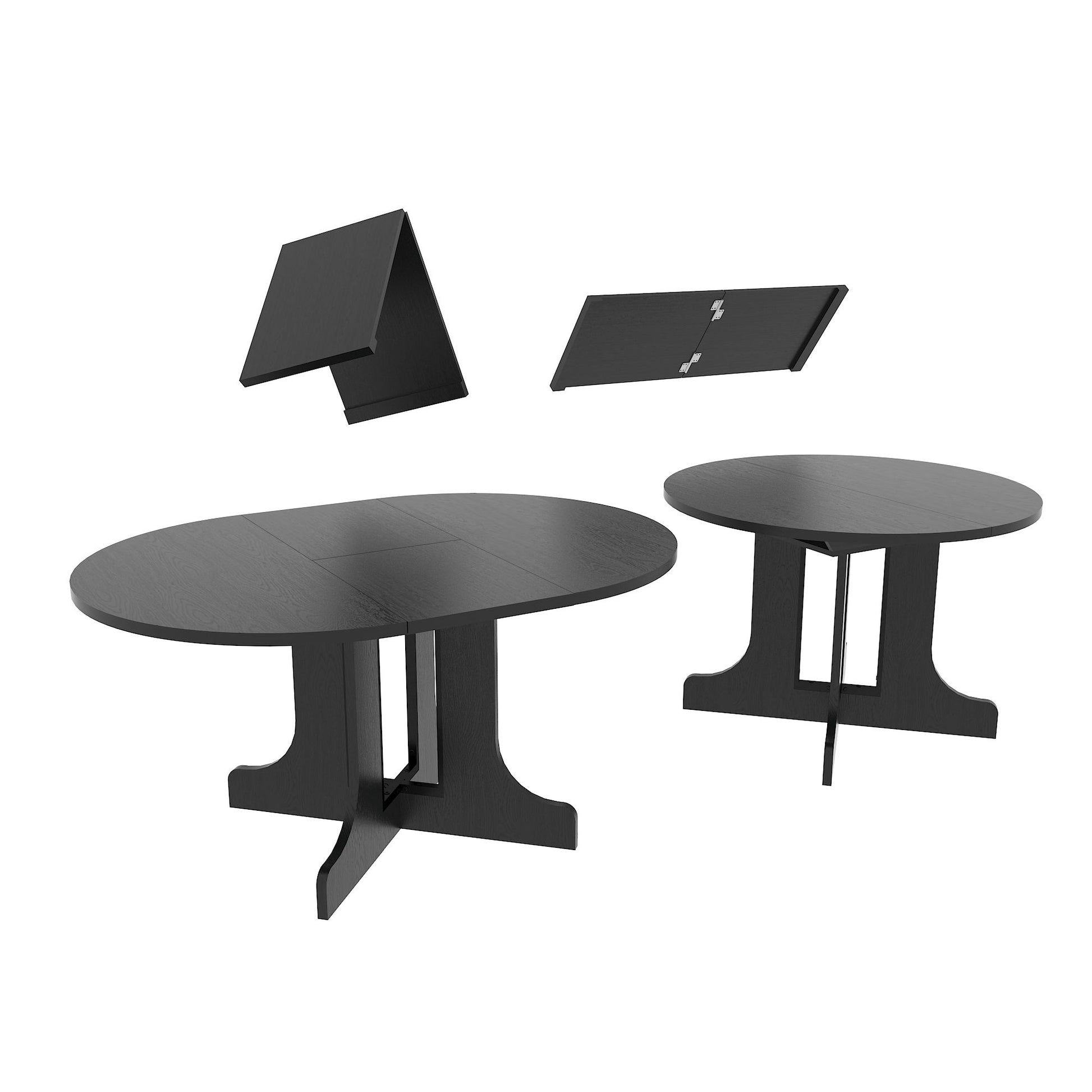 Dining Table For Farmhouse Kitchen Expandable Oval Table Top With Removable Leaf Trestle X Shaped Base - Black - Best Buy Furniture