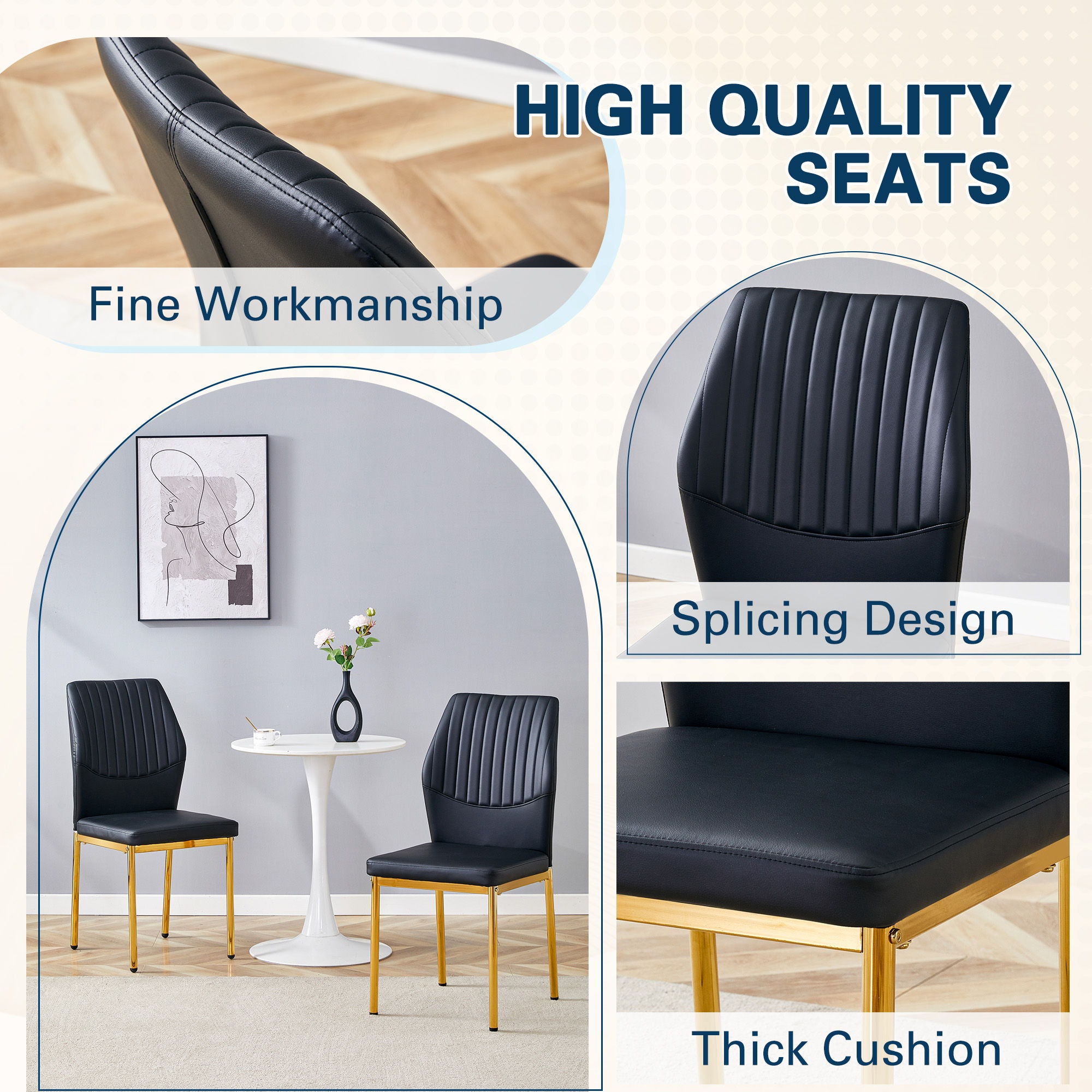 Luxury Simple Chair With Metal Gold Leg