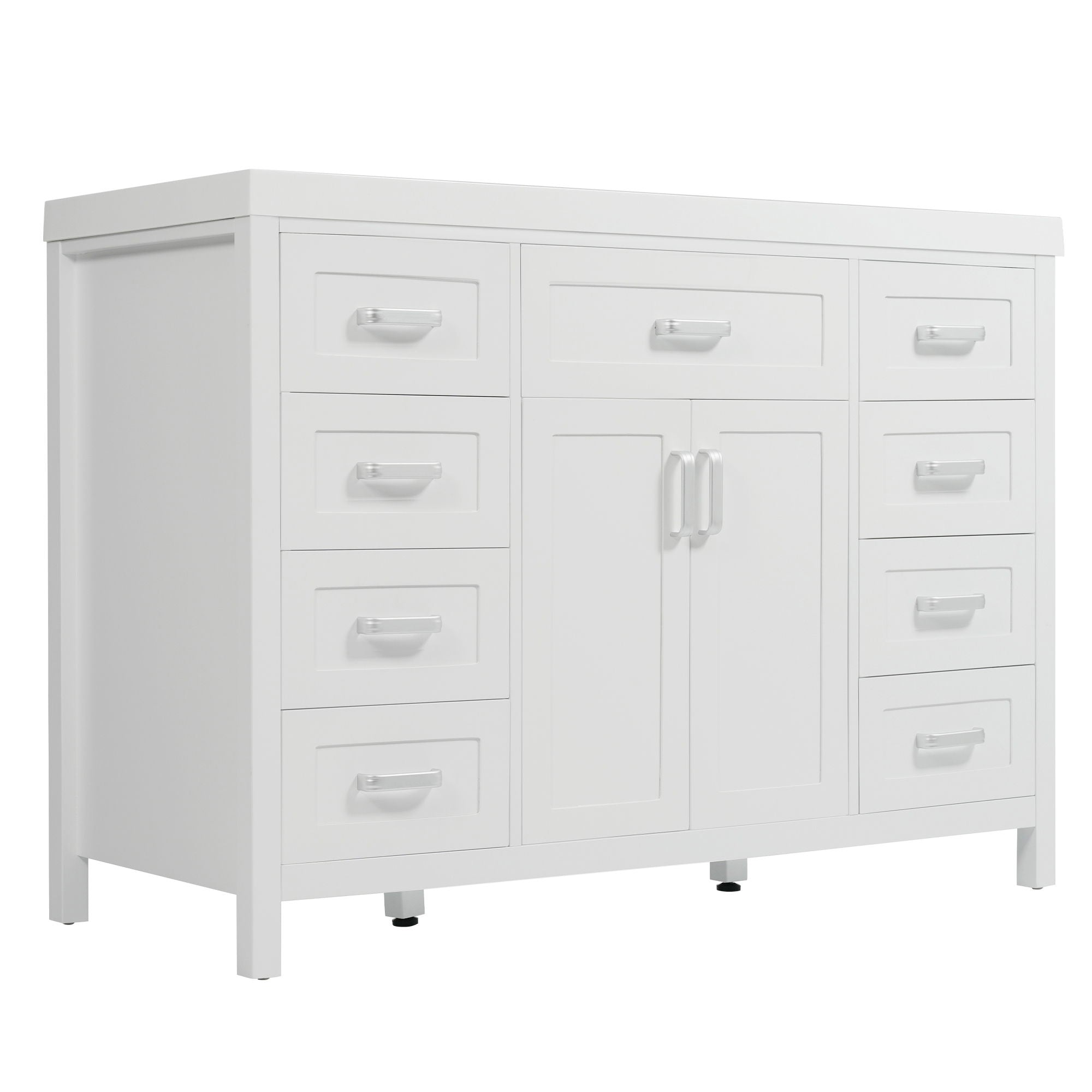 Bathroom Vanity With Sink, 2 Doors 8 Drawers, Soft Close System, Classic Design