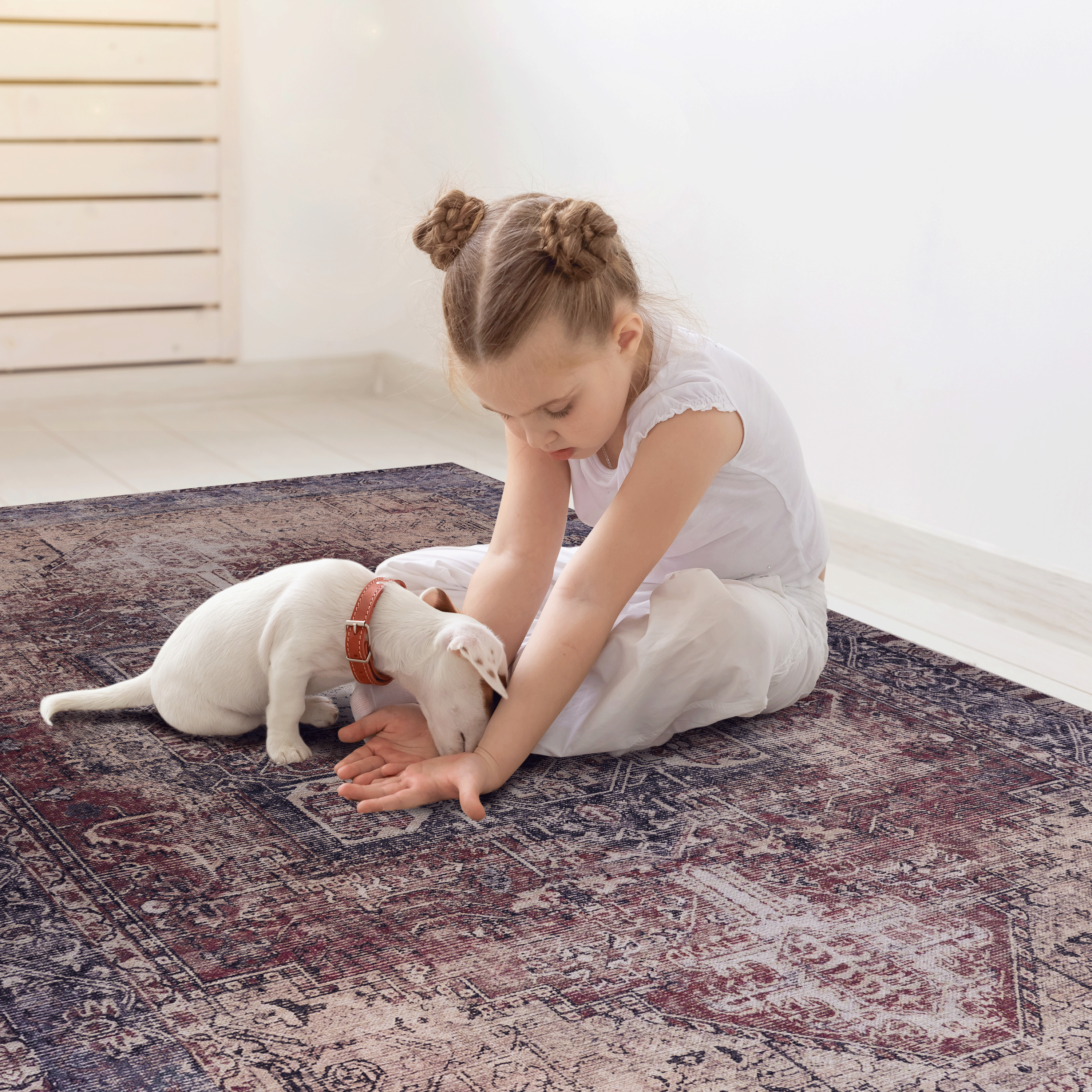 Area rugs 4x6, washable rug, low-pile, non-slip, non-shedding, foldable, kid & pet friendly - area rugs for living room, bedroom, kitchen, dining room rug - for gifts, (burgundy, 4' x 6')