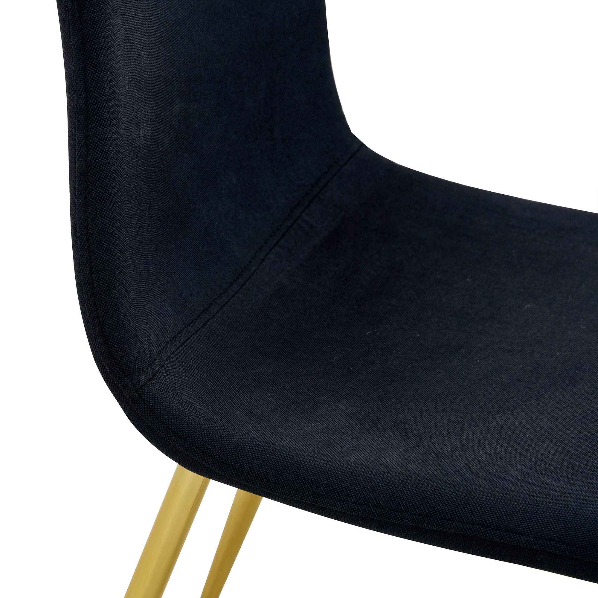 Luxury Simple Chair (Set of 4) Linen Cotton High Resilience Dining Chair With Metal en Legs - Black / Gold - Best Buy Furniture