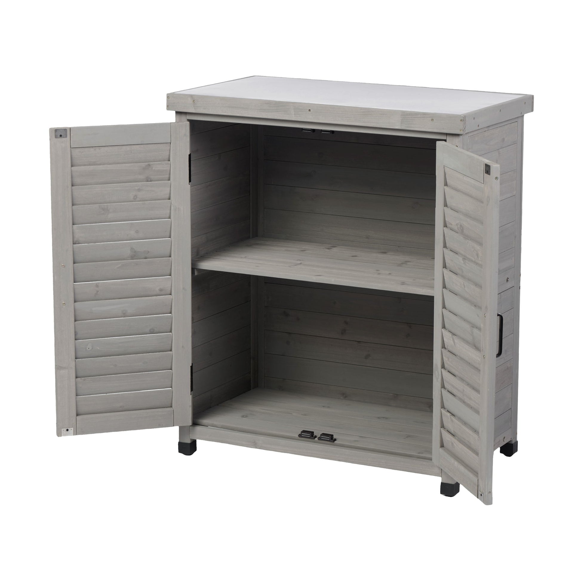 Potting Bench With Storage Cabinet And Metal Table Top For Outdoor - Best Buy Furniture