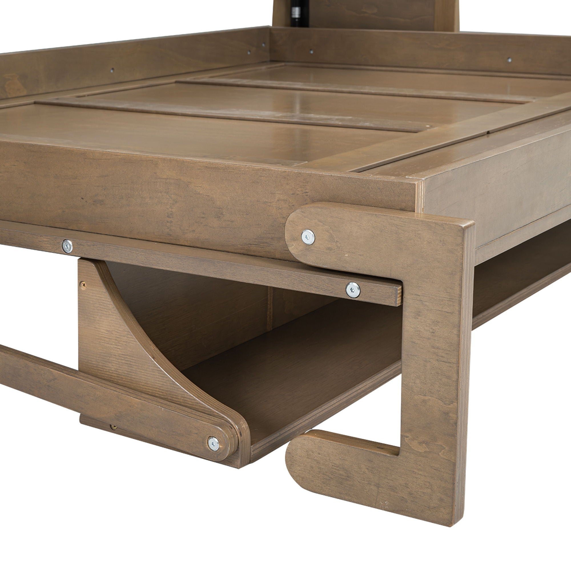 Full Size Murphy Bed With Wardrobe, Drawers, And Open Shelves - Wood