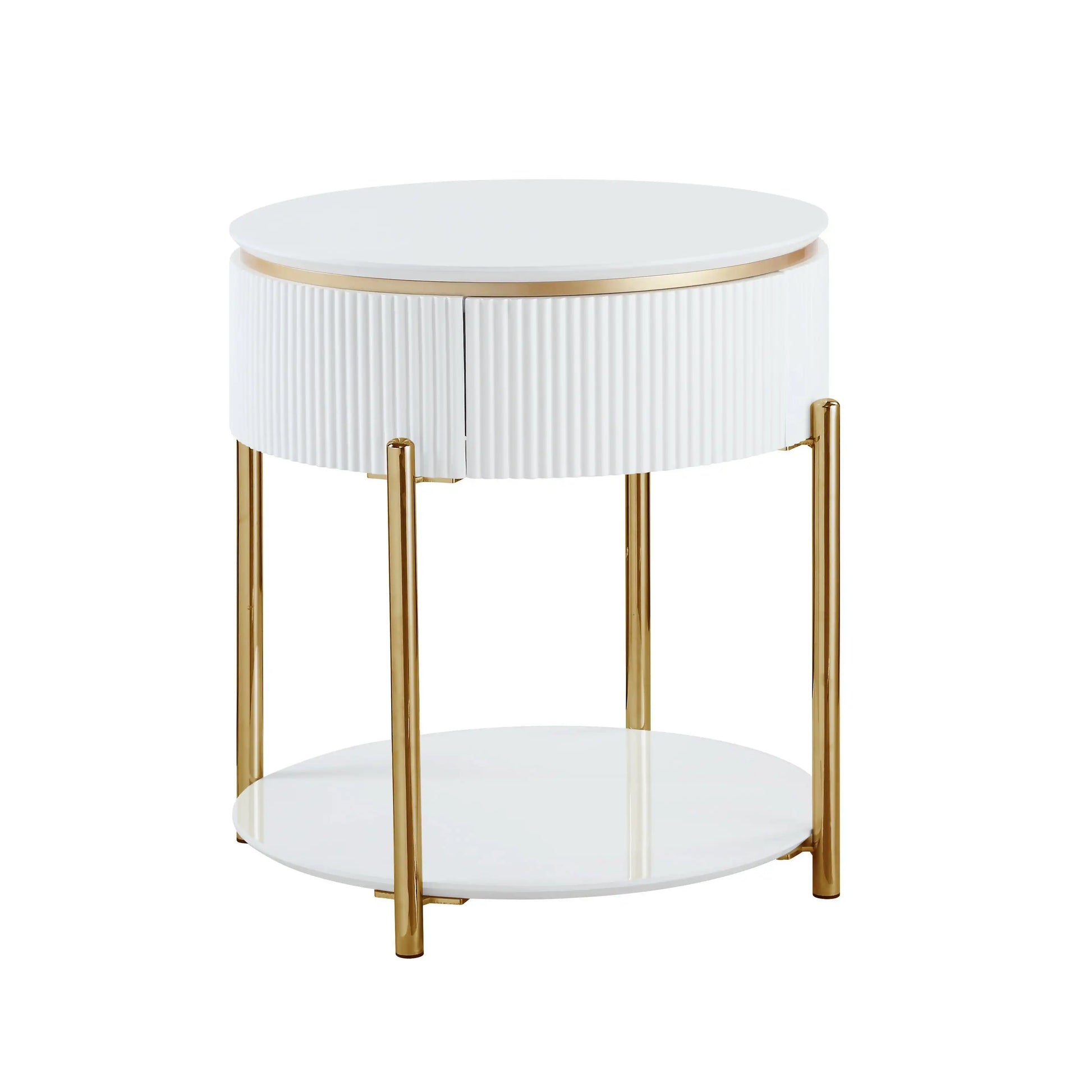 Daveigh - High Gloss End Table - Gold / White - Best Buy Furniture