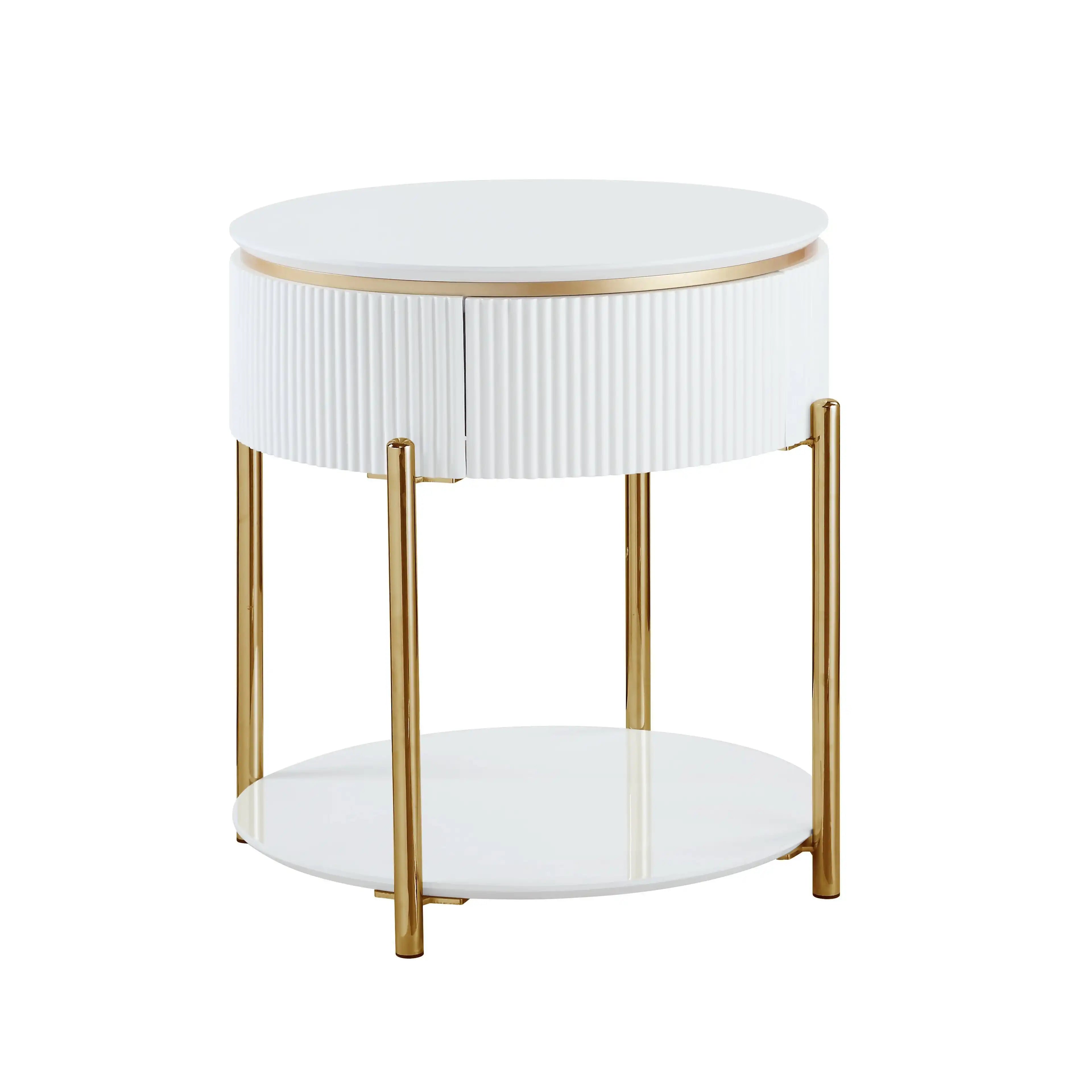 Daveigh - High Gloss End Table - Gold / White - Best Buy Furniture