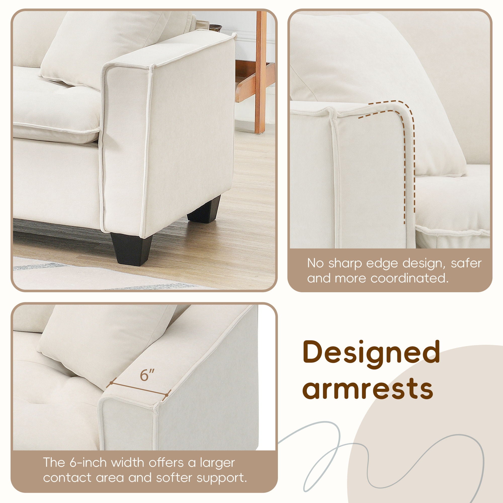 Modern Convertible Sectional L Shaped Reversible Couch Set With Free Pillows 4 Seat Suede Sleeper Sofa With Ottoman