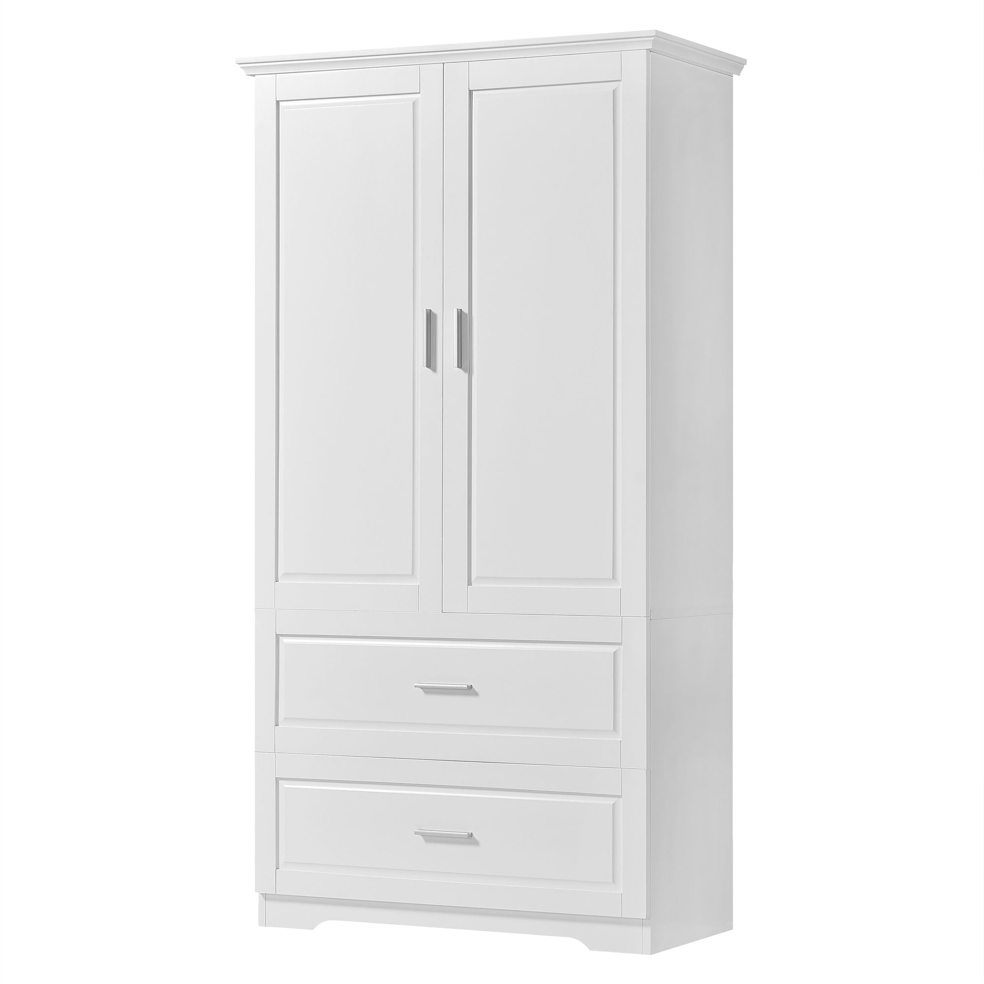 Tall Bathroom Storage Cabinet, Cabinet With 2 Doors And Drawers, Adjustable Shelf