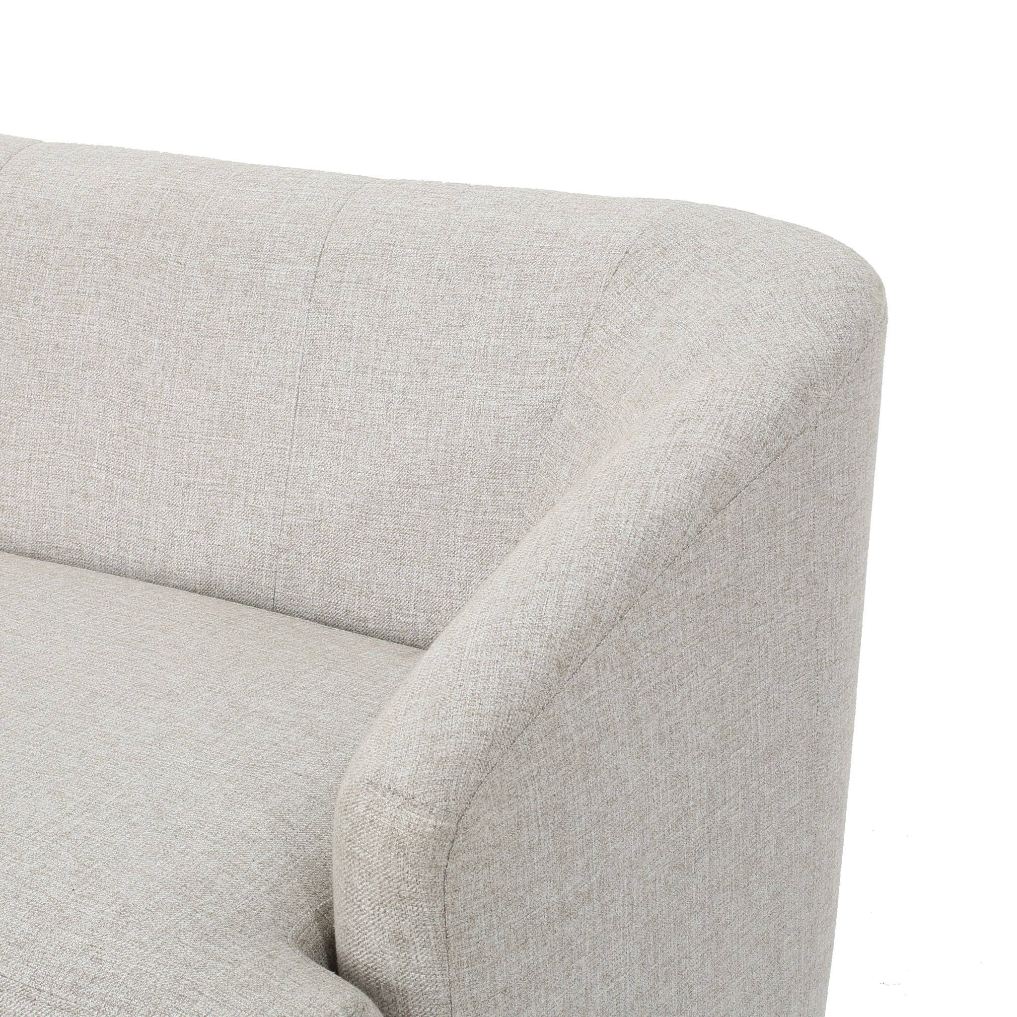 Mid Century Modern Loveseat With Polyester Upholstery And Birch Wood Frame - Beige