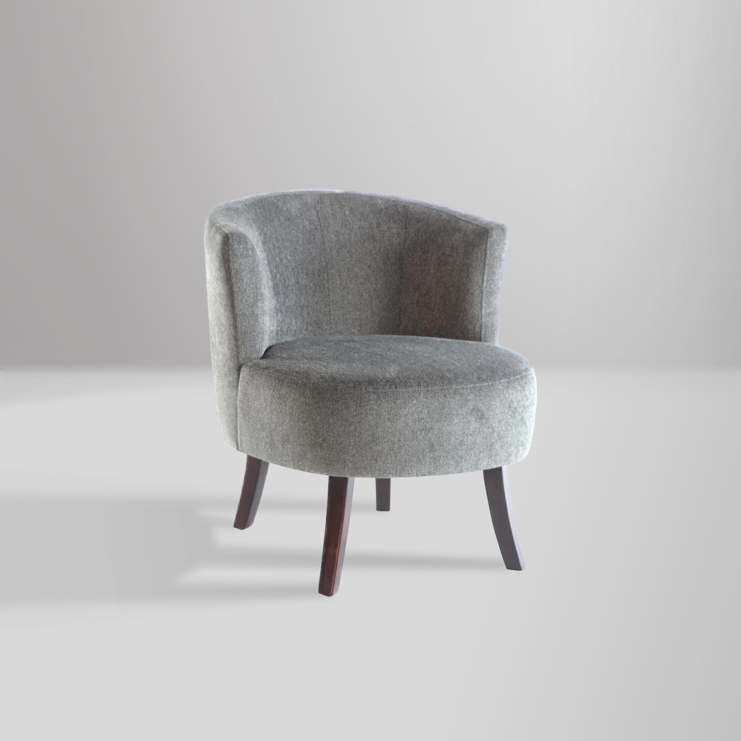 Stylish Cedar Armchair featuring a circular seat, semi-circular back, and durable stain-resistant fabric