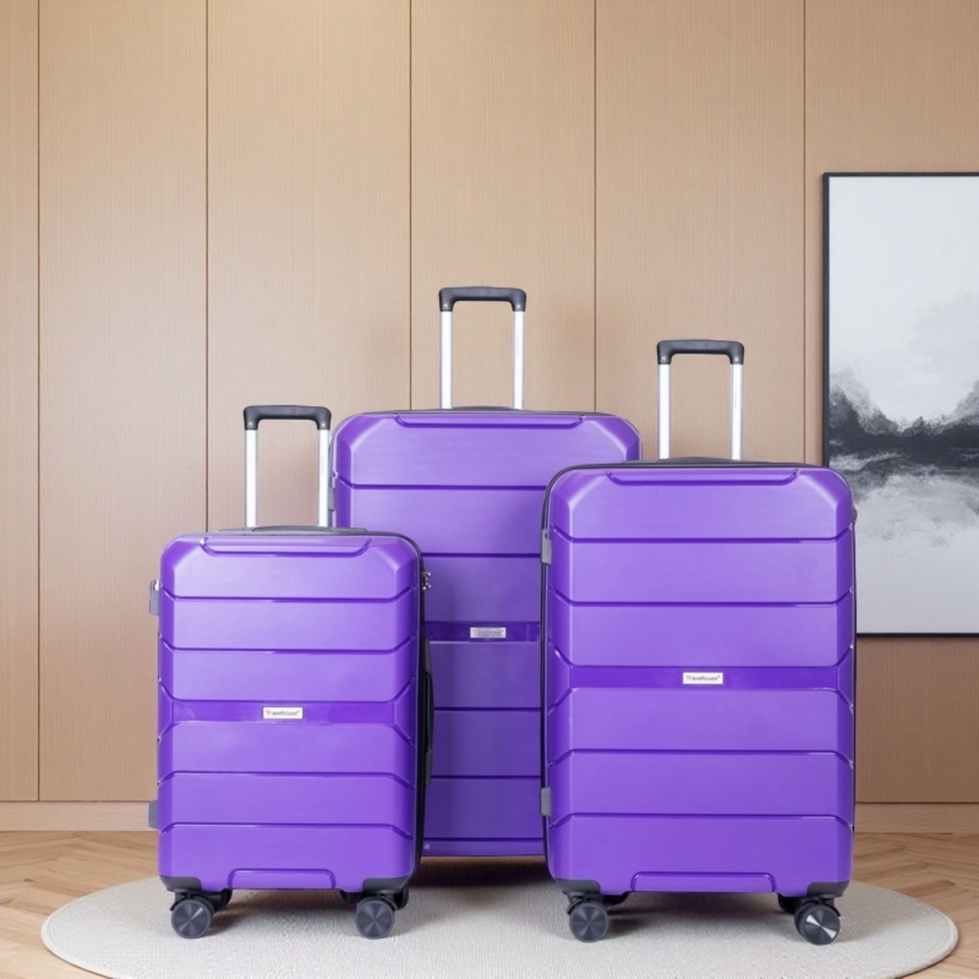 Hardshell Suitcase Spinner Wheels Lightweight Durable Suitcase With Tsa Lock, 3 Piece Set
