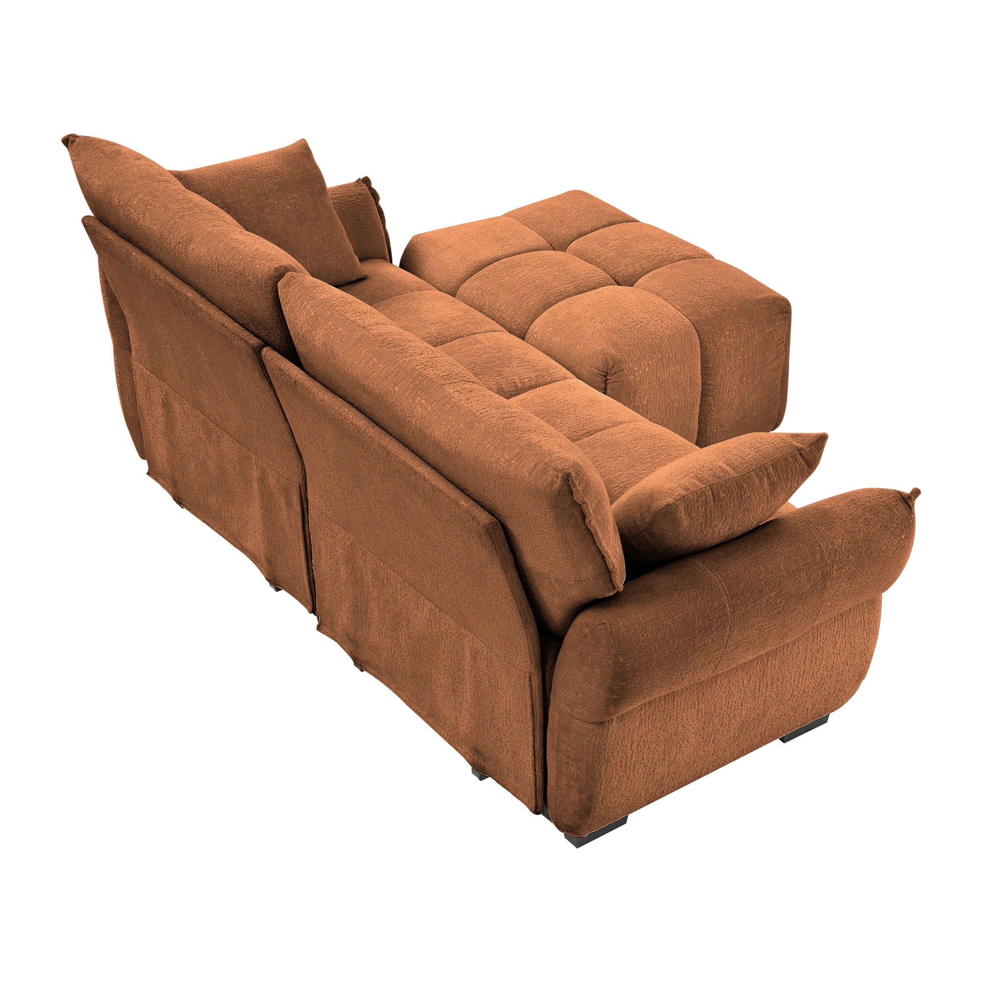 Sofa Set With Ottoman And Pillows, Textured, High Resilience Cushions