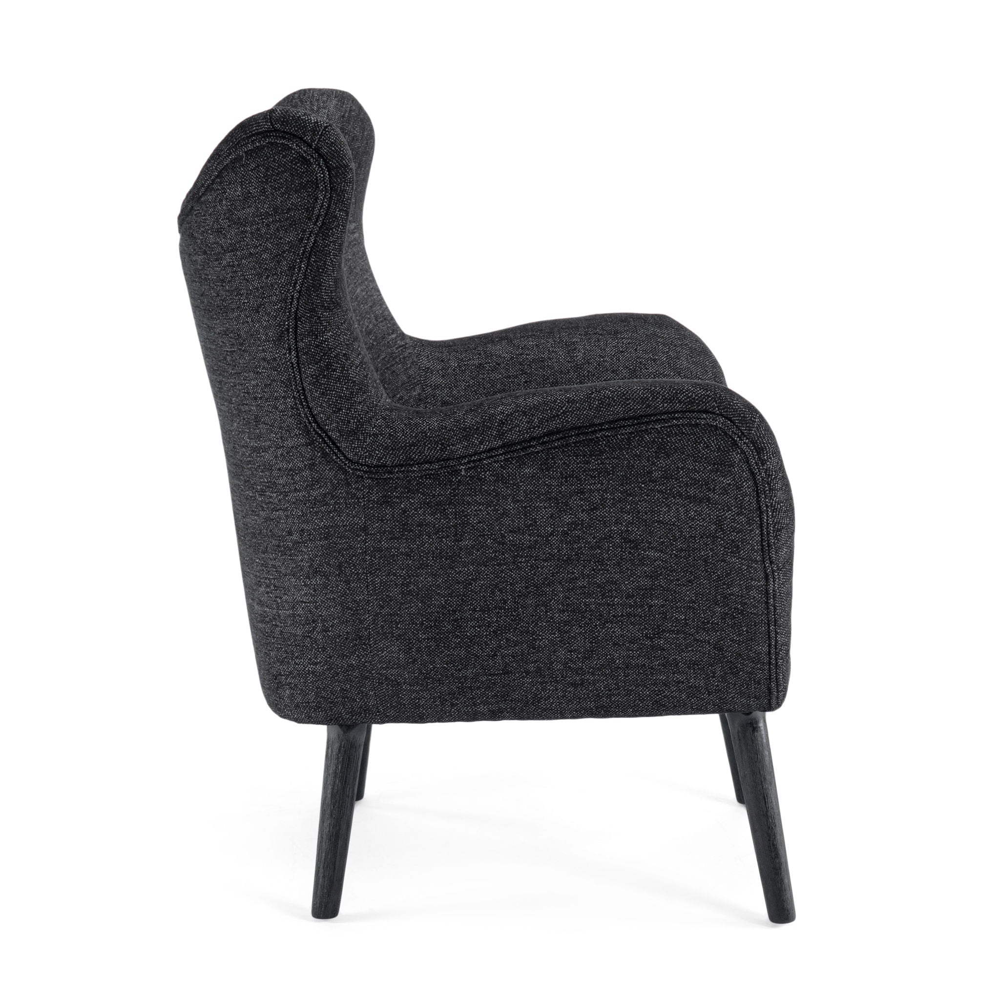 Mid - Century Modern Arm Chair With Wingback Design Wood Legs