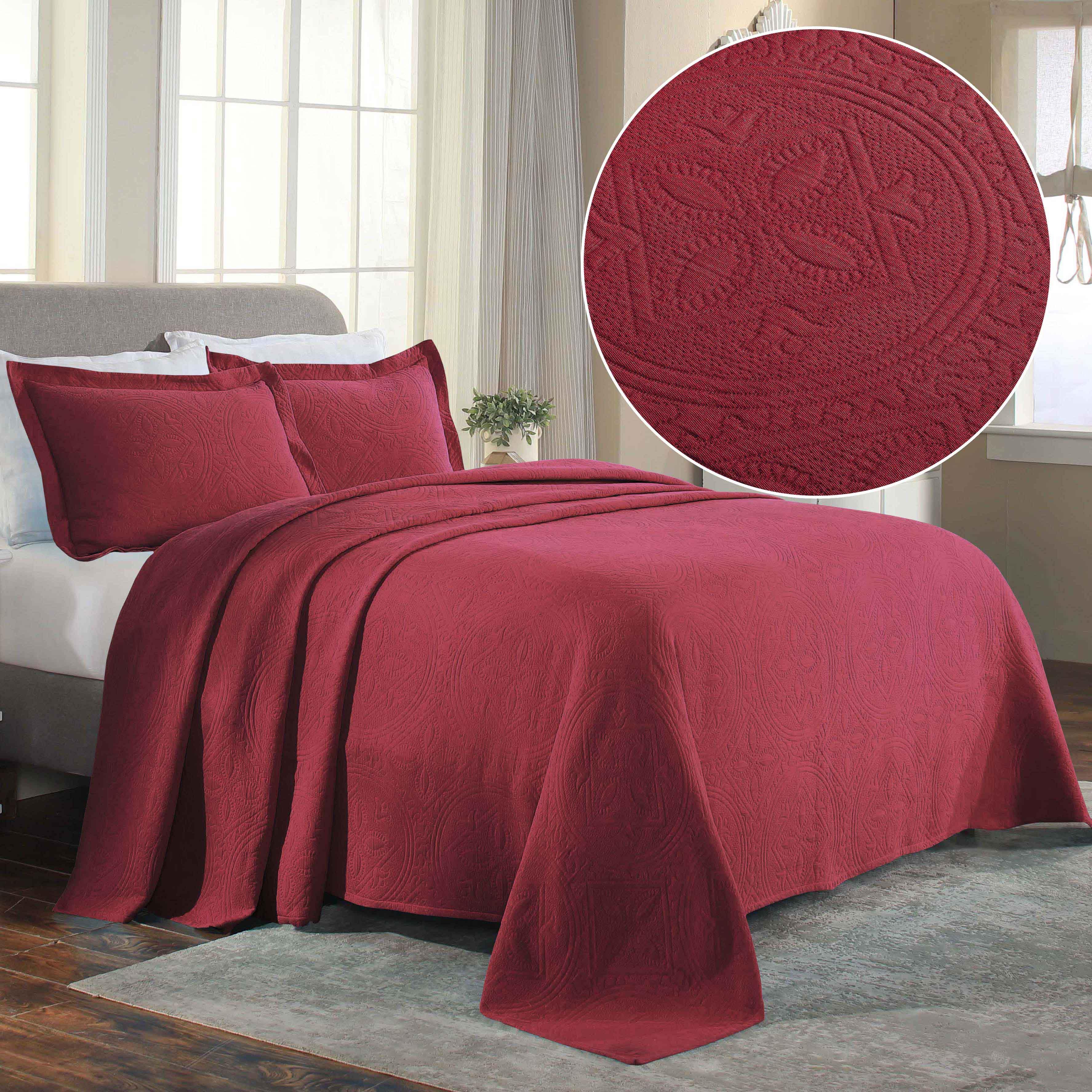 Celtic Circle Cotton Jacquard Matelasse Bedspread Set - Bedspread by Superior Brand