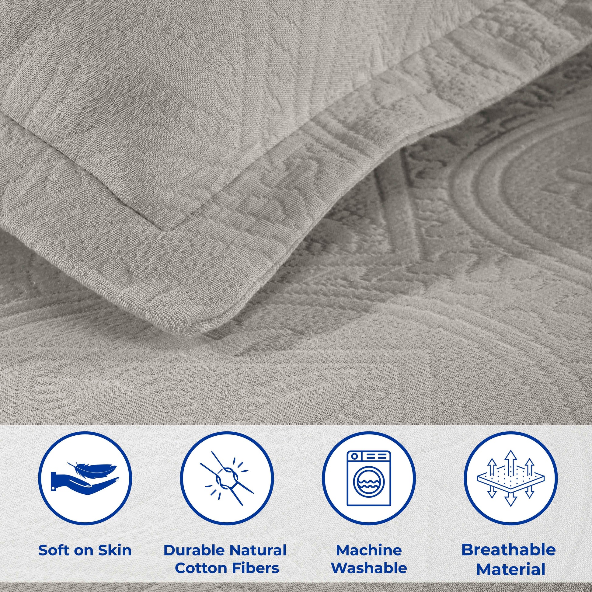 Celtic Circle Cotton Jacquard Matelasse Bedspread Set - Bedspread by Superior Brand