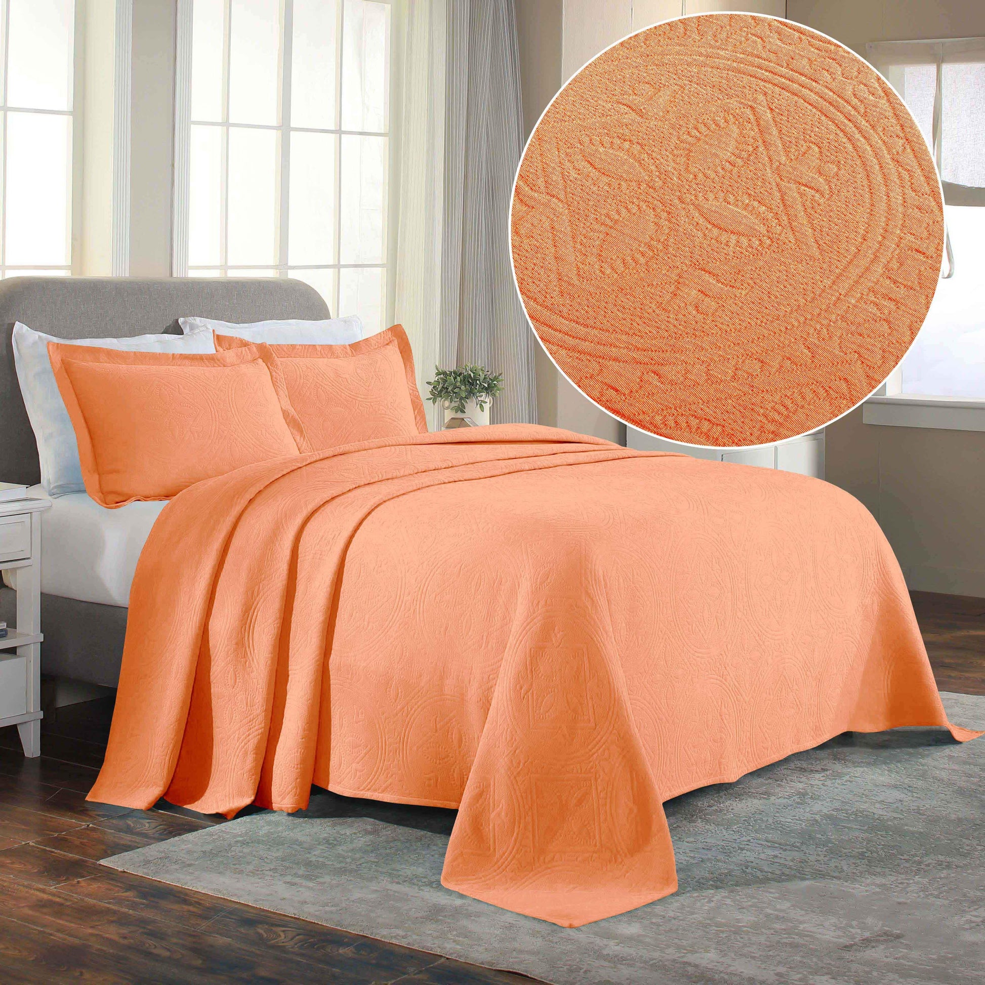 Celtic Circle Cotton Jacquard Matelasse Bedspread Set - Bedspread by Superior Brand