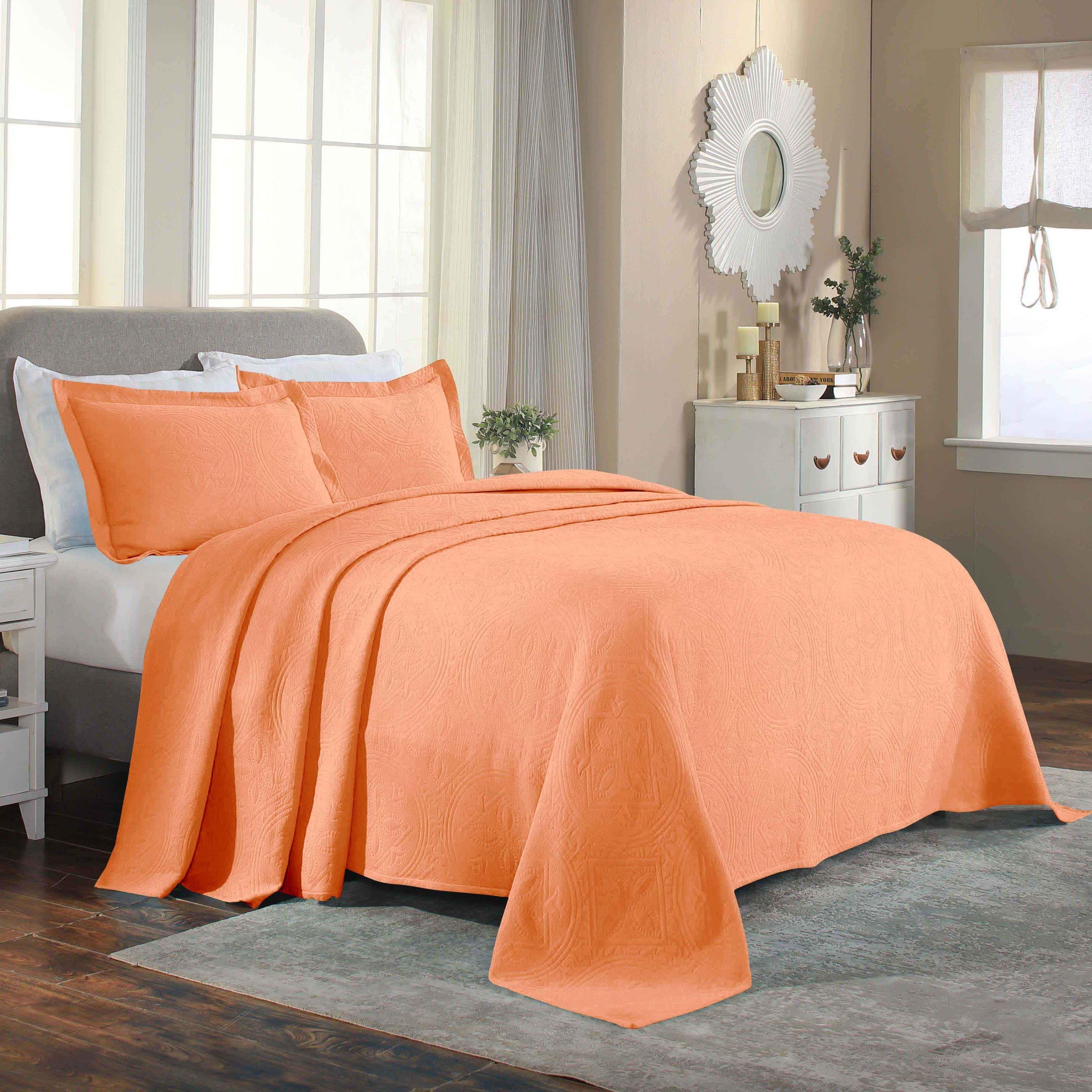 Celtic Circle Cotton Jacquard Matelasse Bedspread Set - Bedspread by Superior Brand