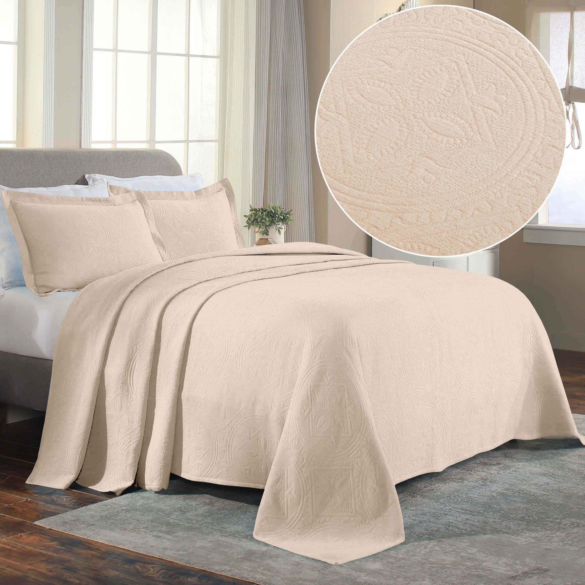 Celtic Circle Cotton Jacquard Matelasse Bedspread Set - Bedspread by Superior Brand