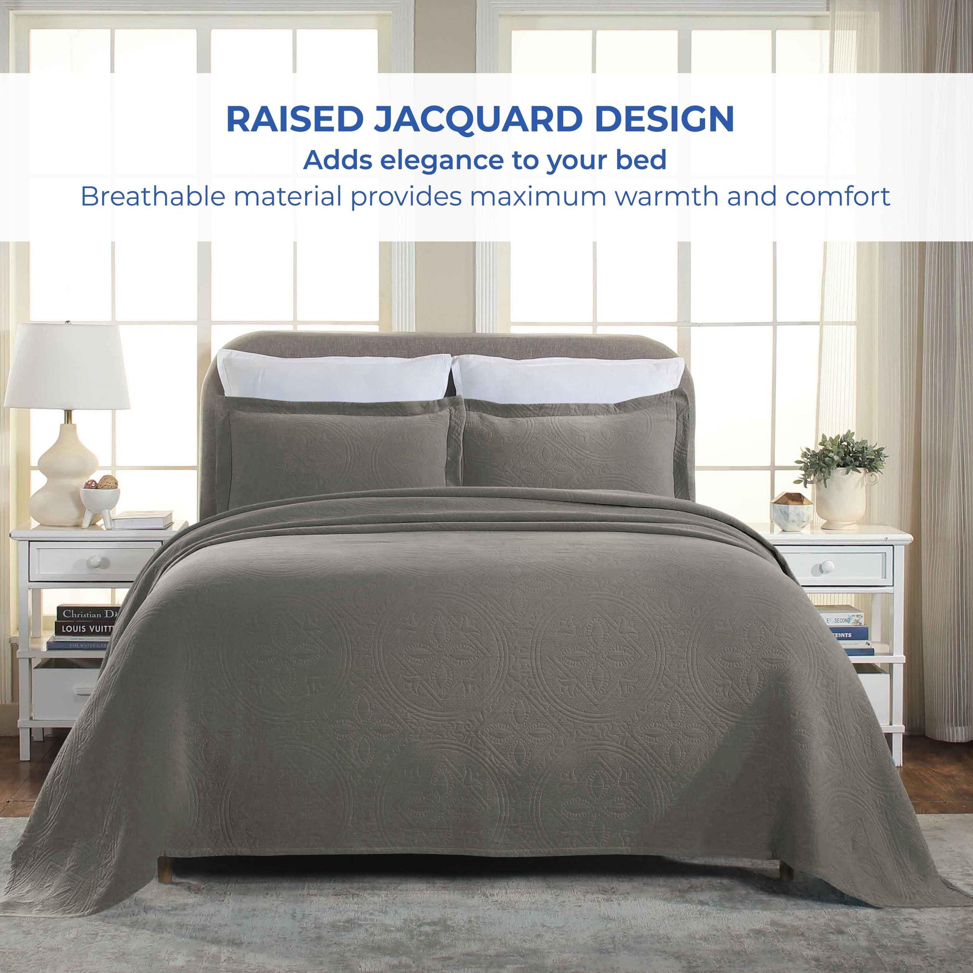 Celtic Circle Cotton Jacquard Matelasse Bedspread Set - Bedspread by Superior Brand