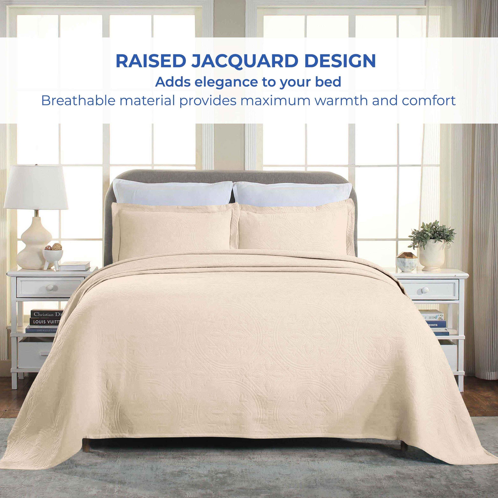 Celtic Circle Cotton Jacquard Matelasse Bedspread Set - Bedspread by Superior Brand