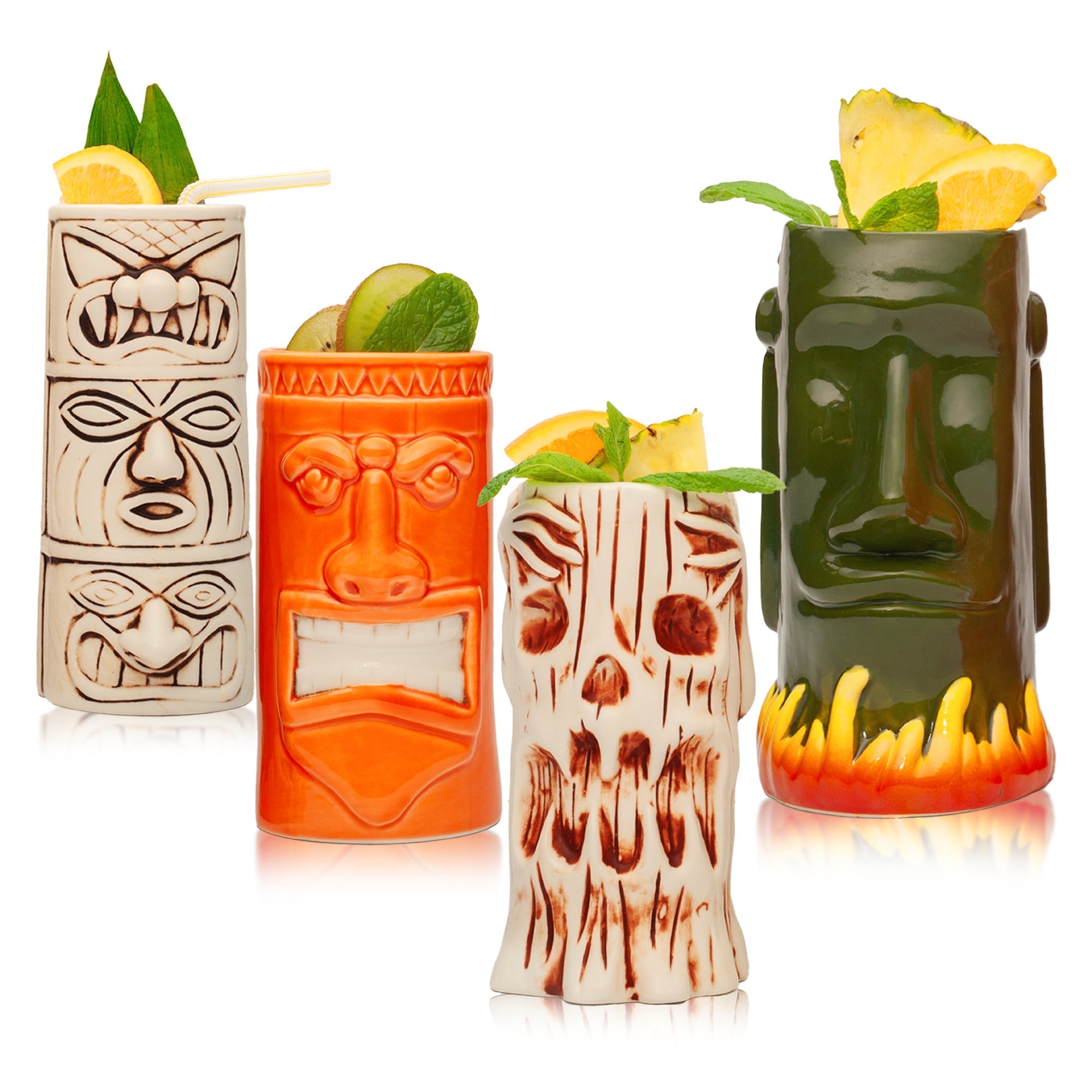 Ceramic Tiki Mugs Perfect for Exotic Cocktails, Iced Tea, Soda, Mai Tai, Long Island