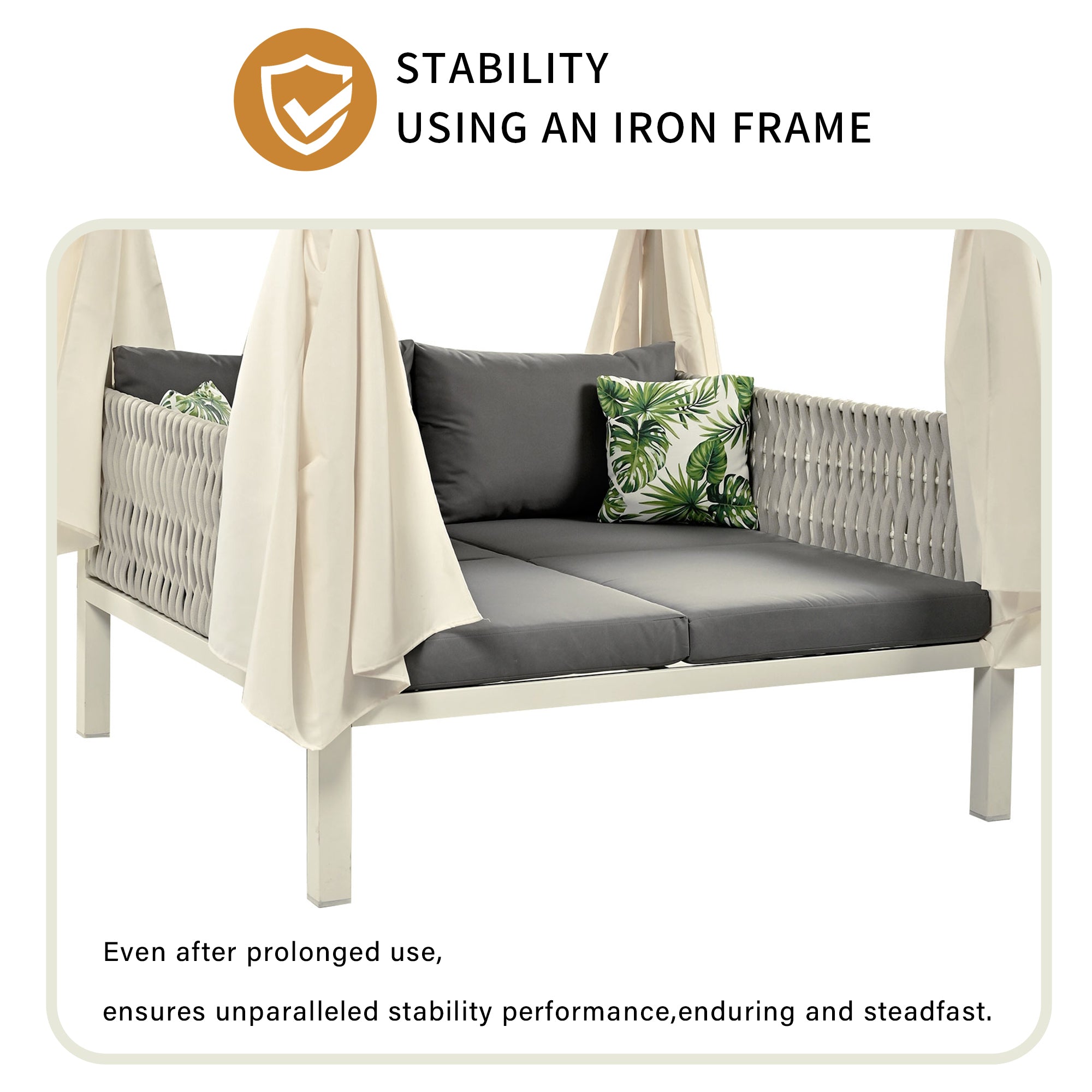 U_Style Outdoor Patio Sunbed with Curtains