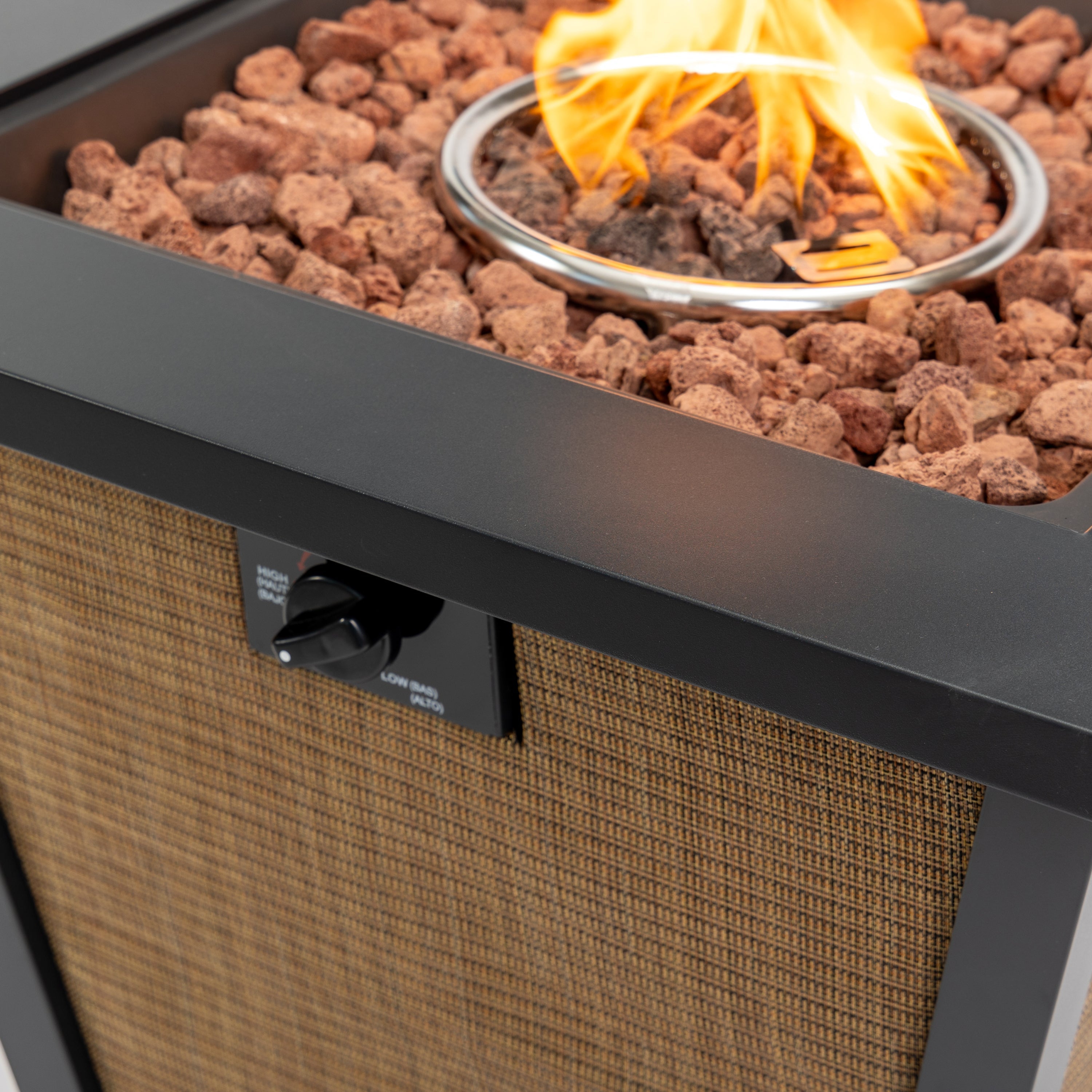 28" Propane Gas Fire Pit Table - 50000 BTU Square Steel Fire Pit