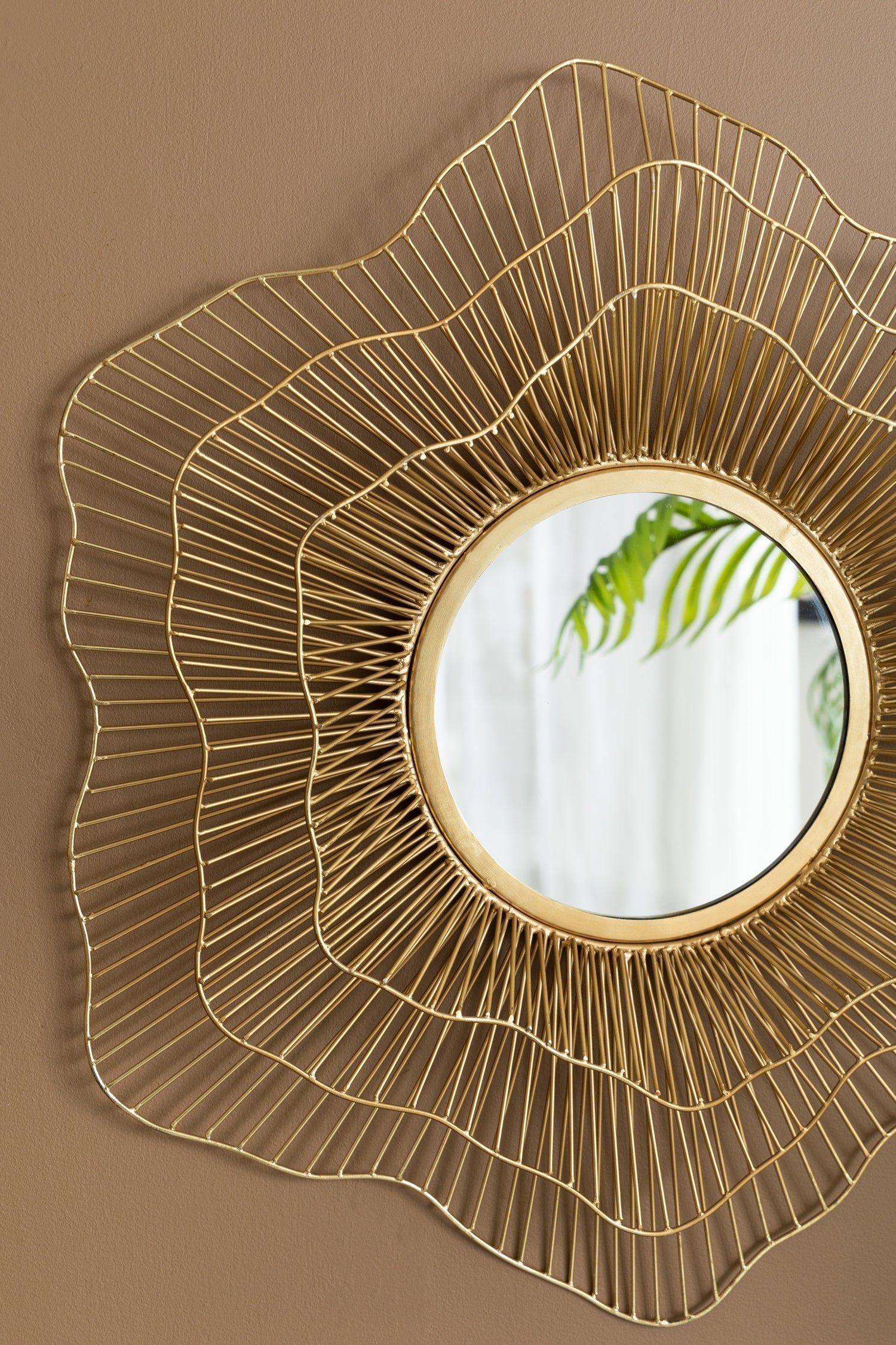 27x27 Metal Starburst Wall Mirror with Gold Iron Frame