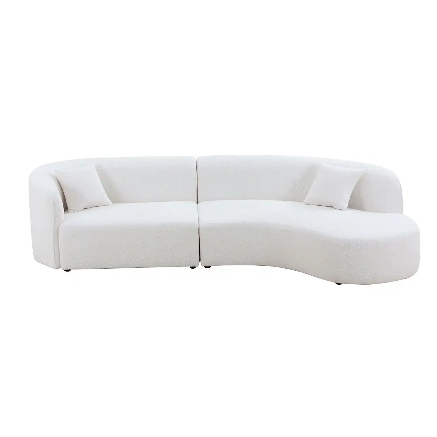 Modern Curved 2-Piece Boucle Sofa Set, Right Hand Facing, White