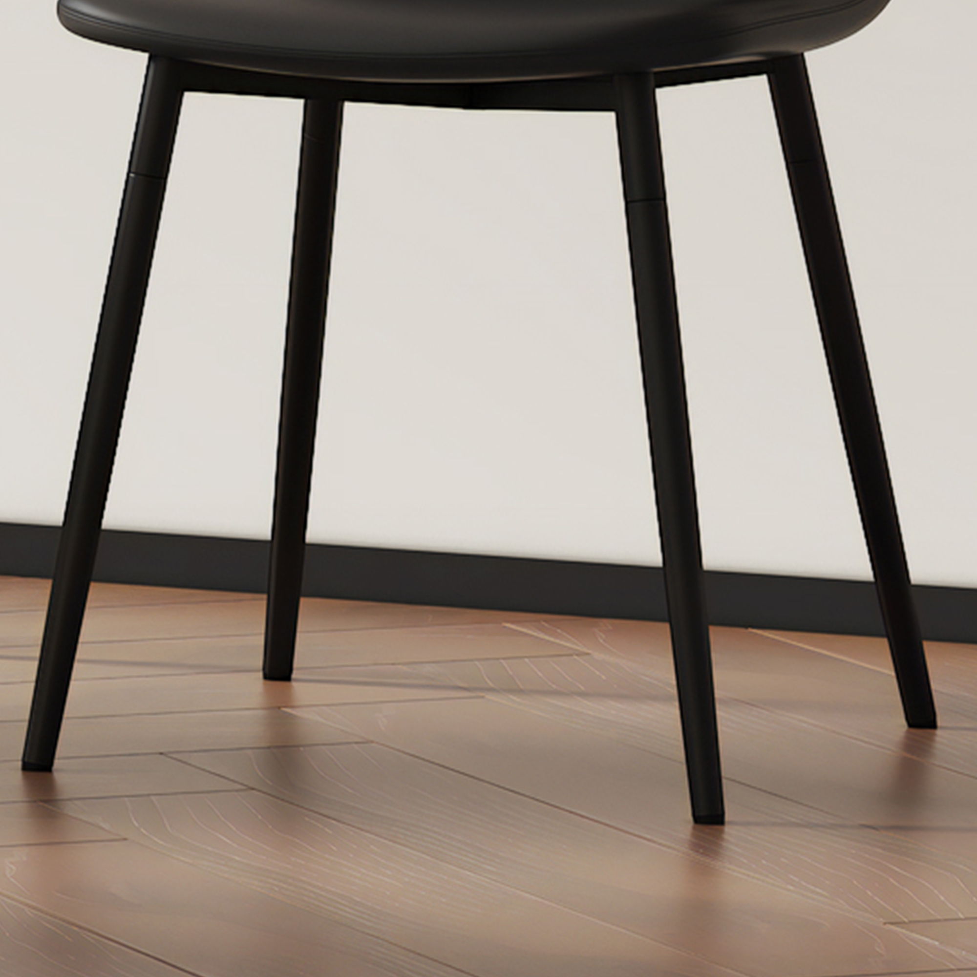 Modern Medieval Style Cushioned Side Chairs Set With Black Metal Legs For Kitchens