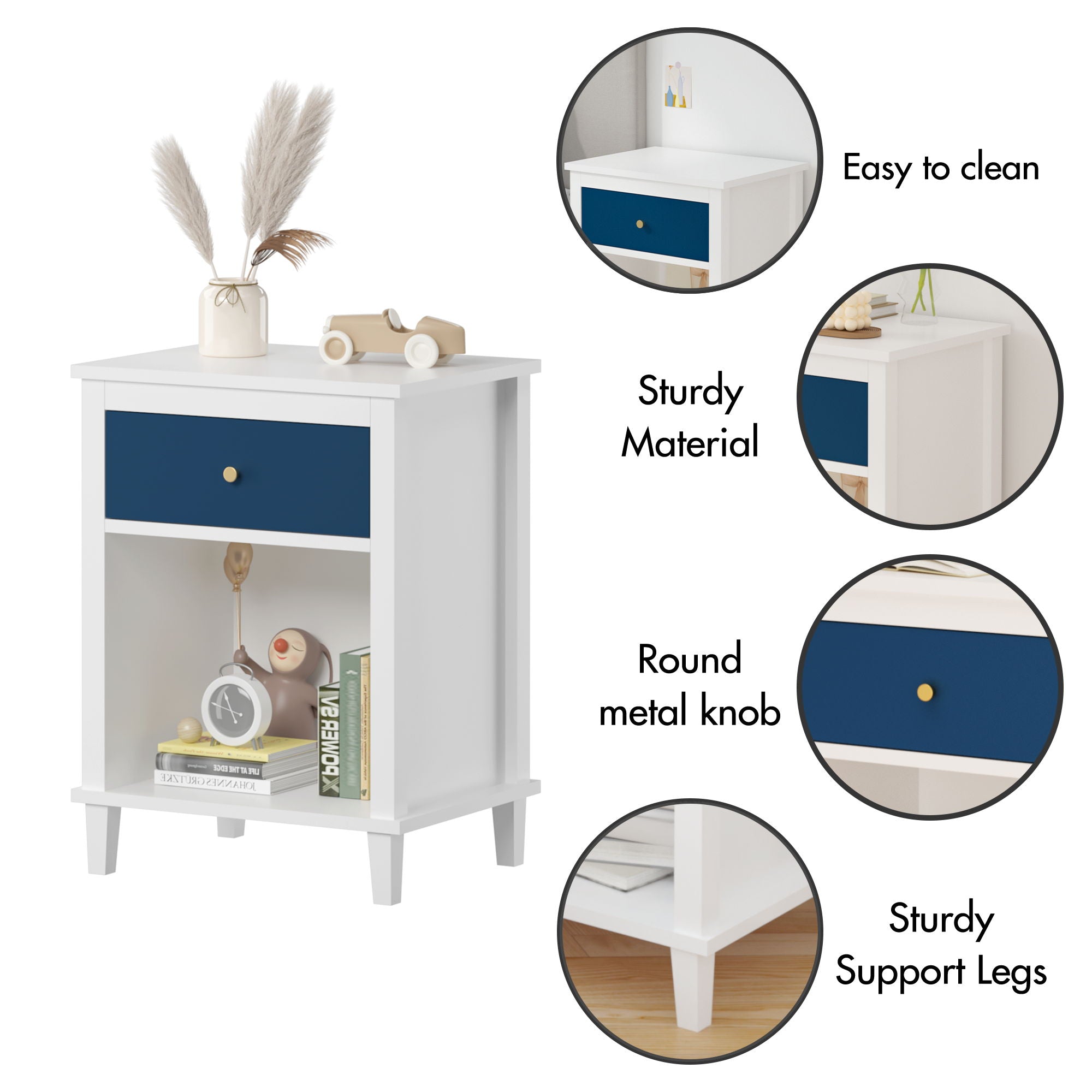 Nightstand With 1 Drawer 1 Shelf