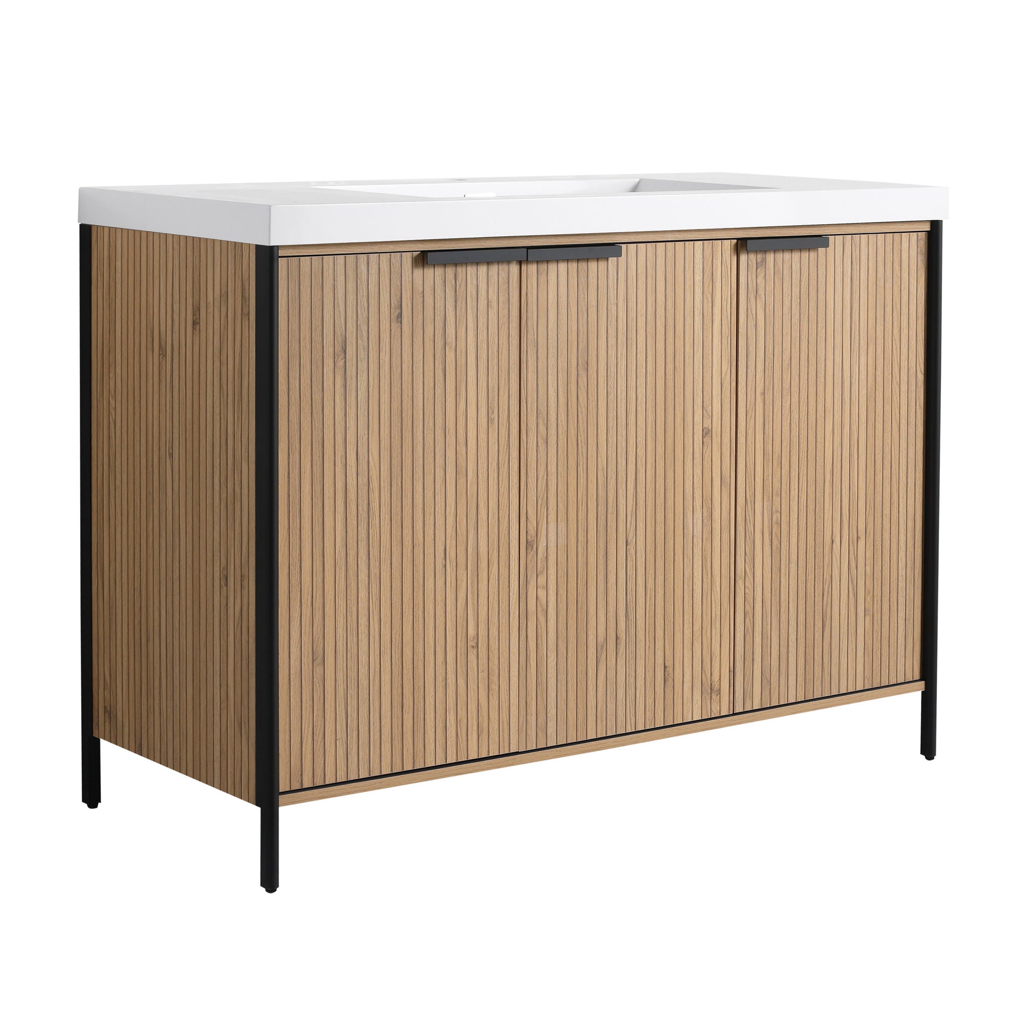 Modern Freestanding Bathroom Vanity With Resin Sink & Soft Close Cabinet Doors
