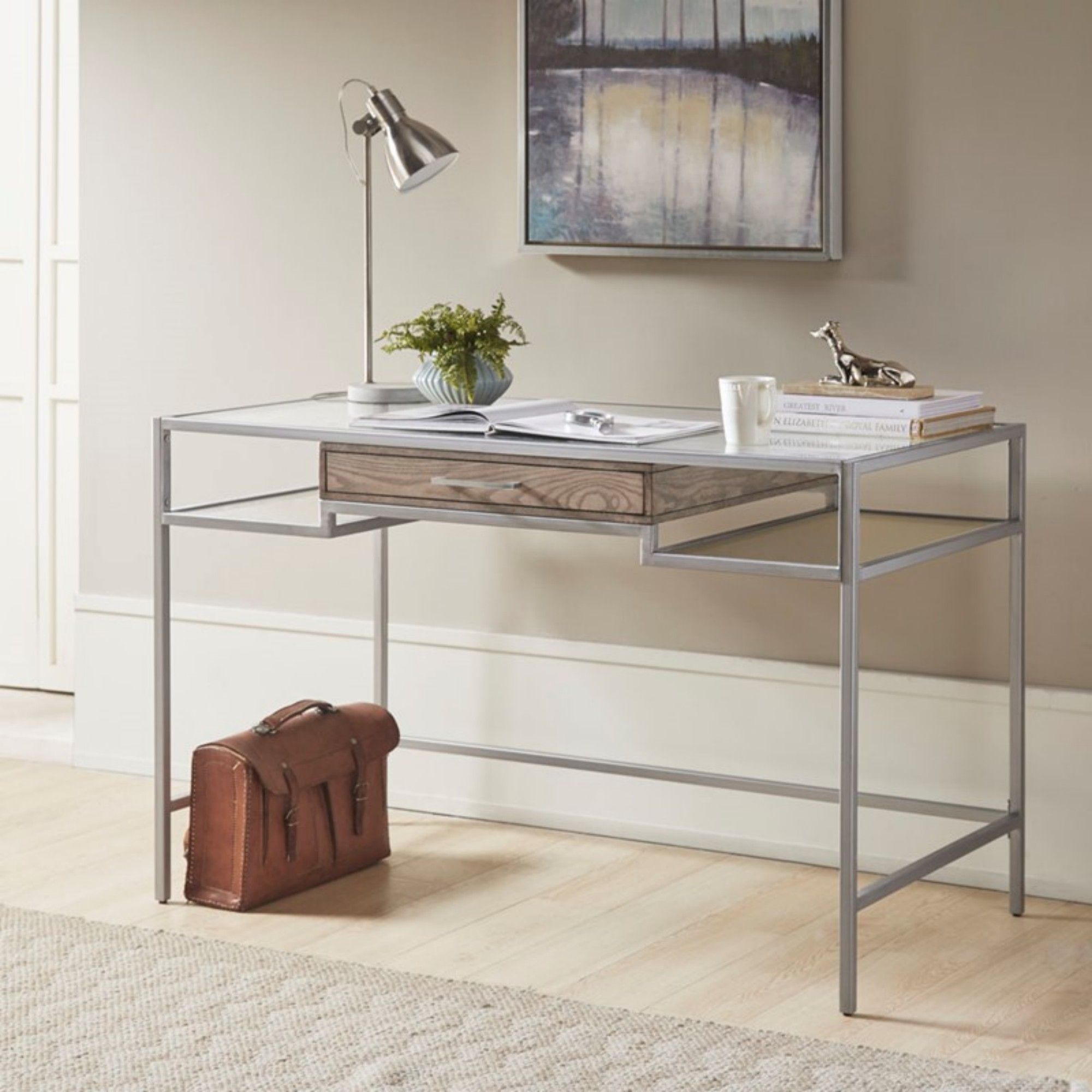 Adela - Writing Desk - Antique Silver