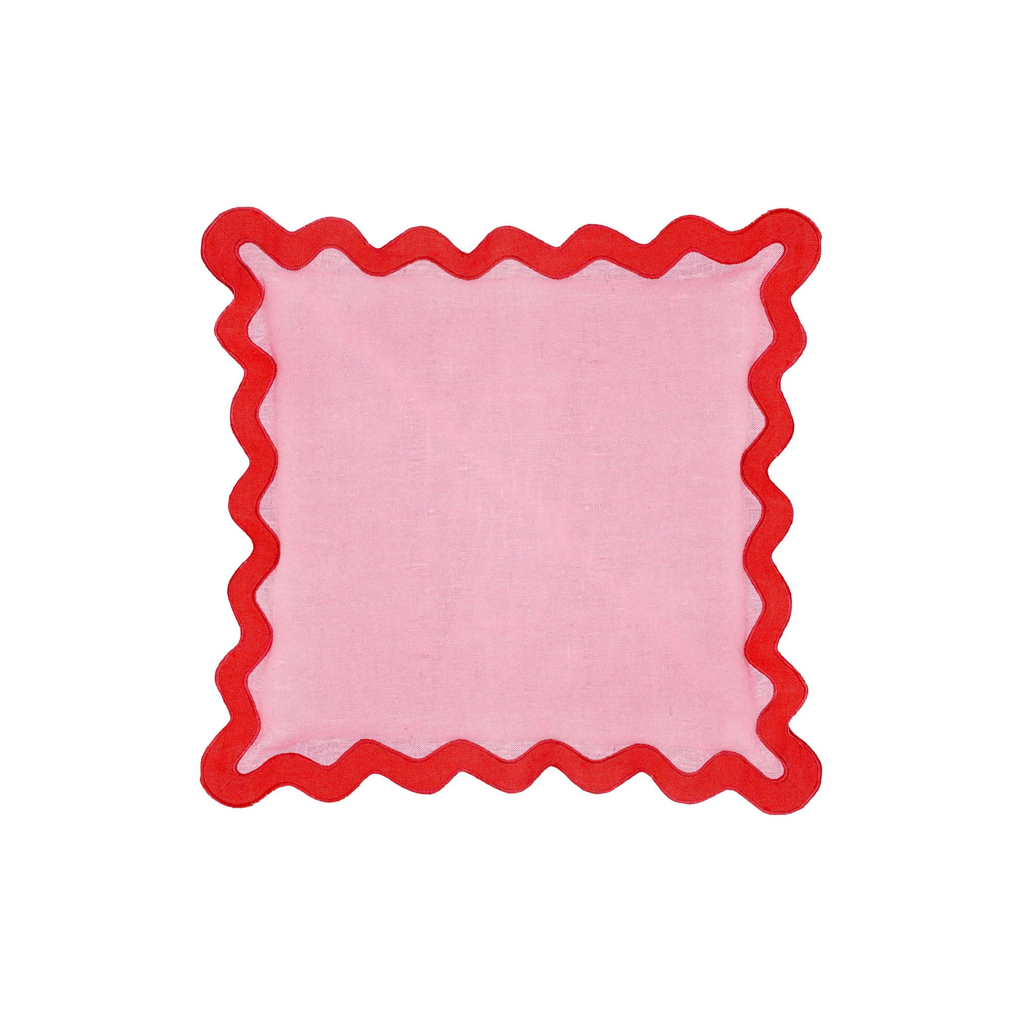 Scalloped Edge - Linen Throw Pillow - Pink / Rust