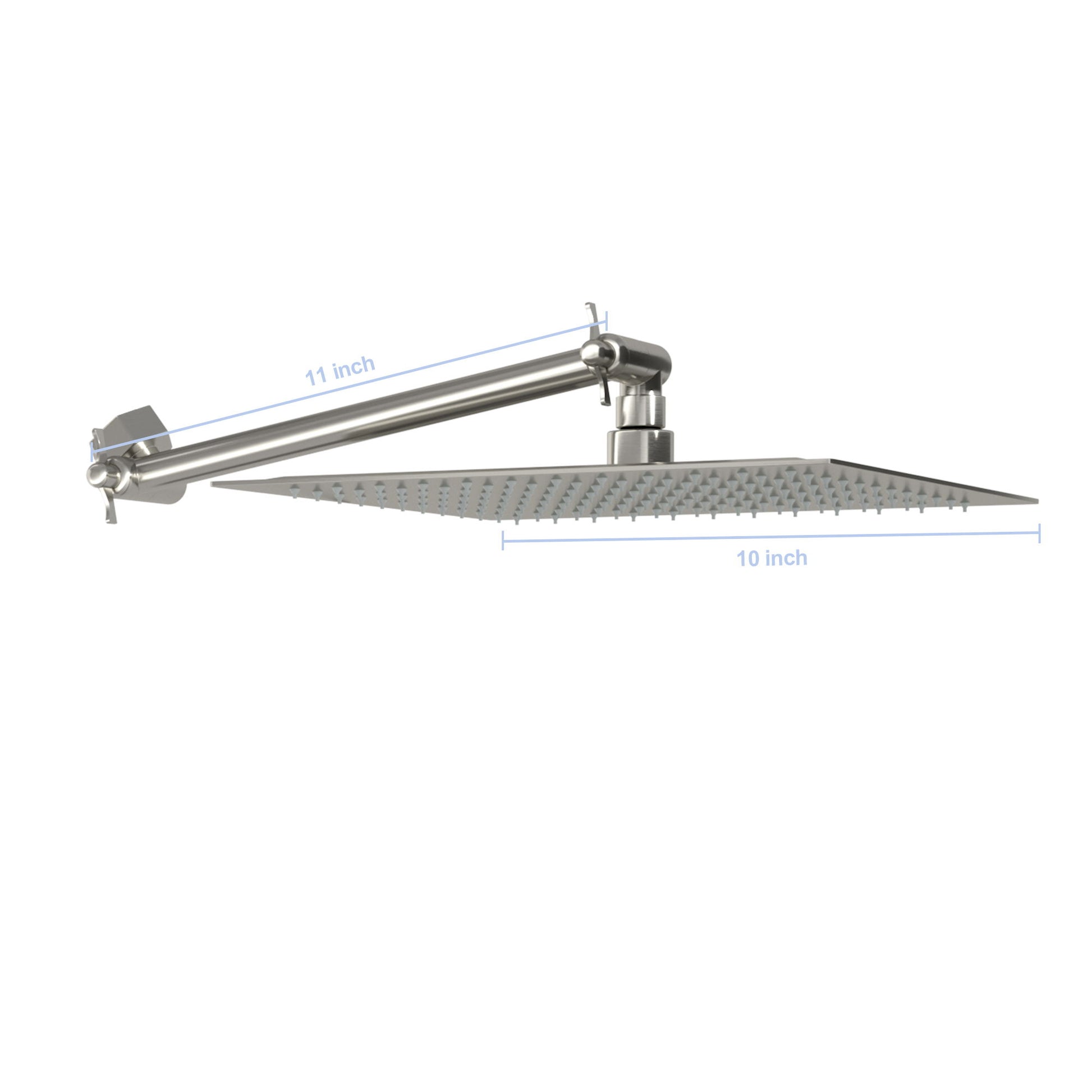 Luxury Rain Shower Head With Adjustable Arm, 10" Square, Stainless Steel - Brushed Nickel - Best Buy Furniture