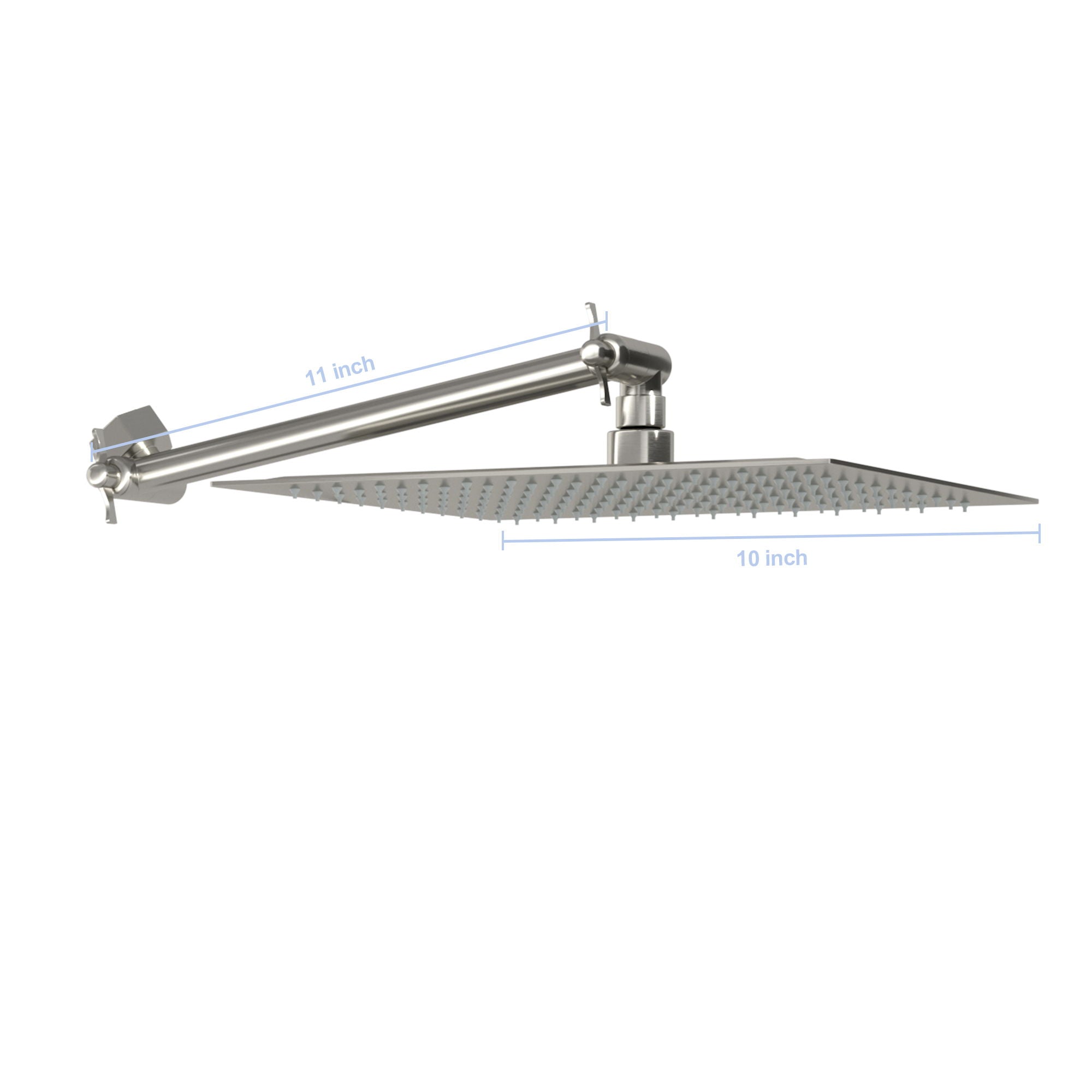 Luxury Rain Shower Head With Adjustable Arm, 10" Square, Stainless Steel - Brushed Nickel - Best Buy Furniture