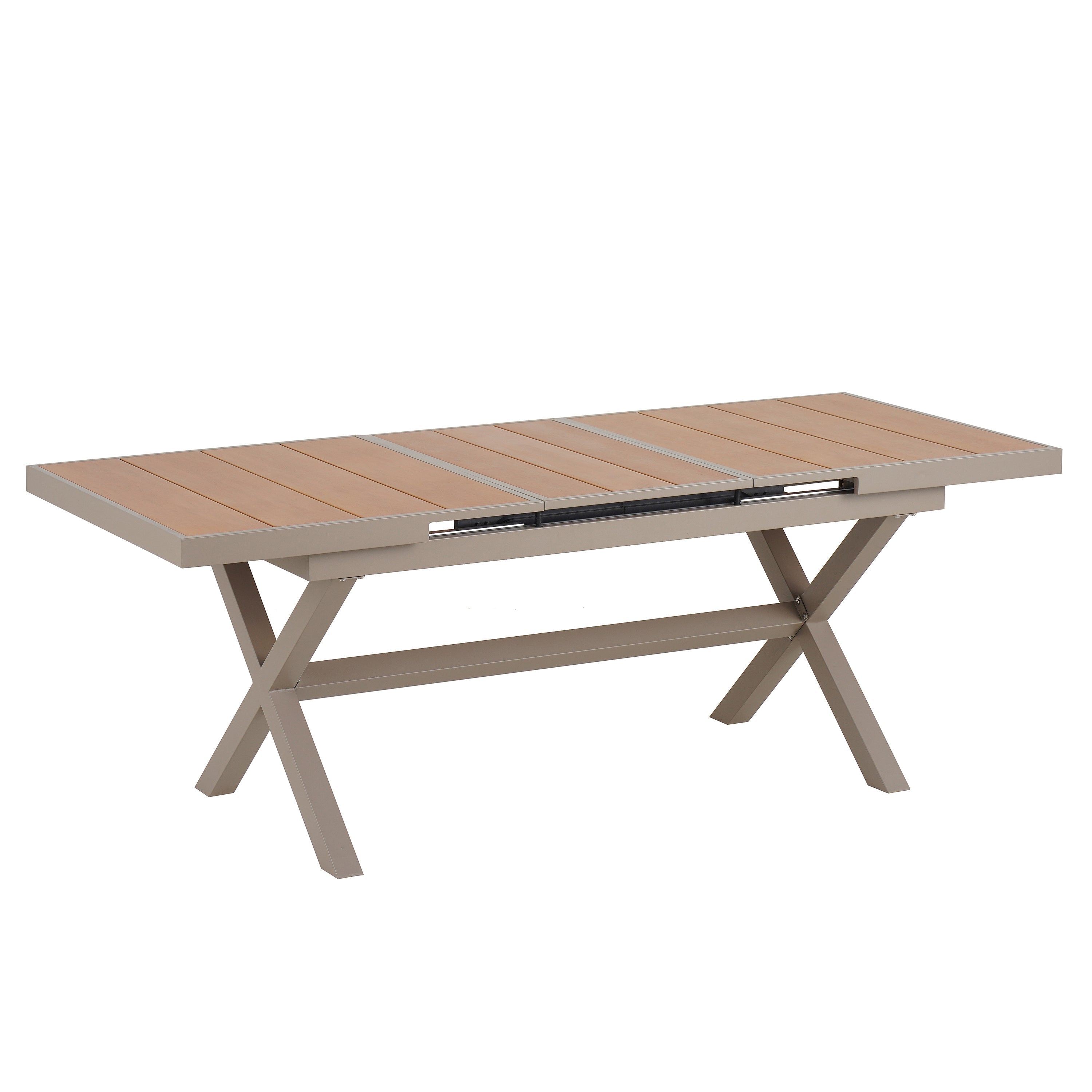 Flexible Outdoor Dining Set with Extendable Table and Six Chairs