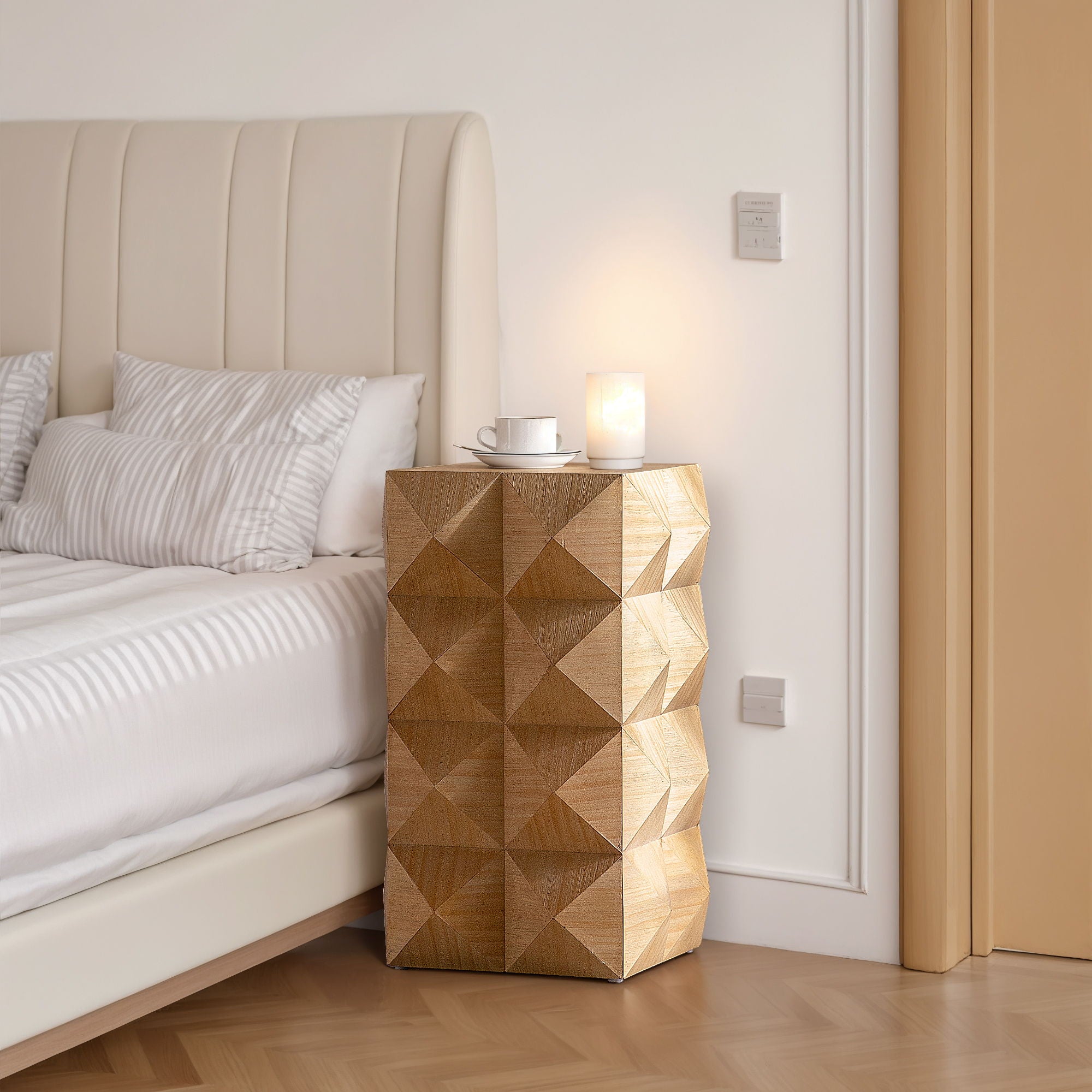 Side Table With 3D Embossed Pattern Design