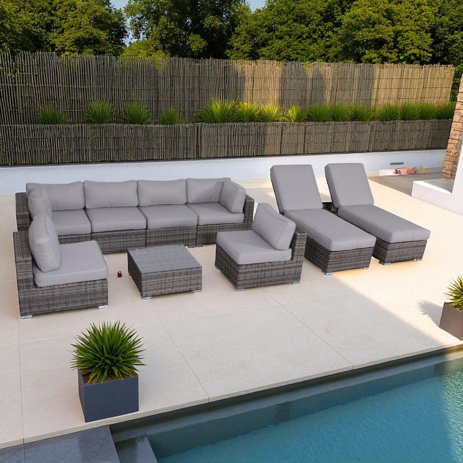 Seating Set With Cushions Handcrafted Wicker Design - Best Buy Furniture