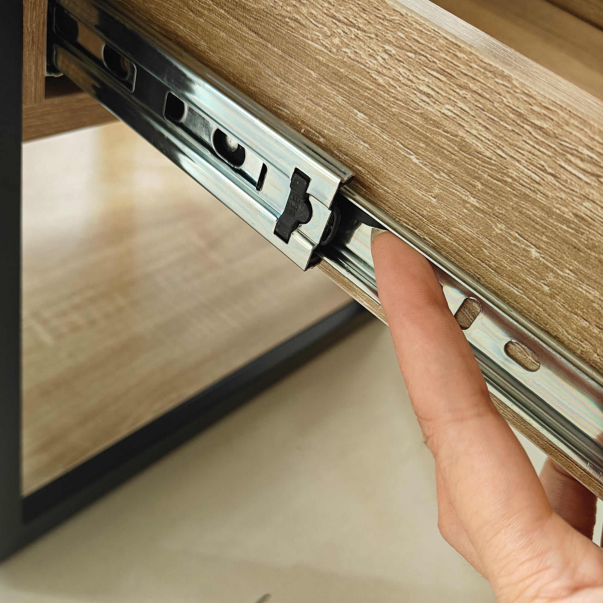 Set of 2 Modern End Tables with Drawer - Nightstands for Bedroom & Living Room