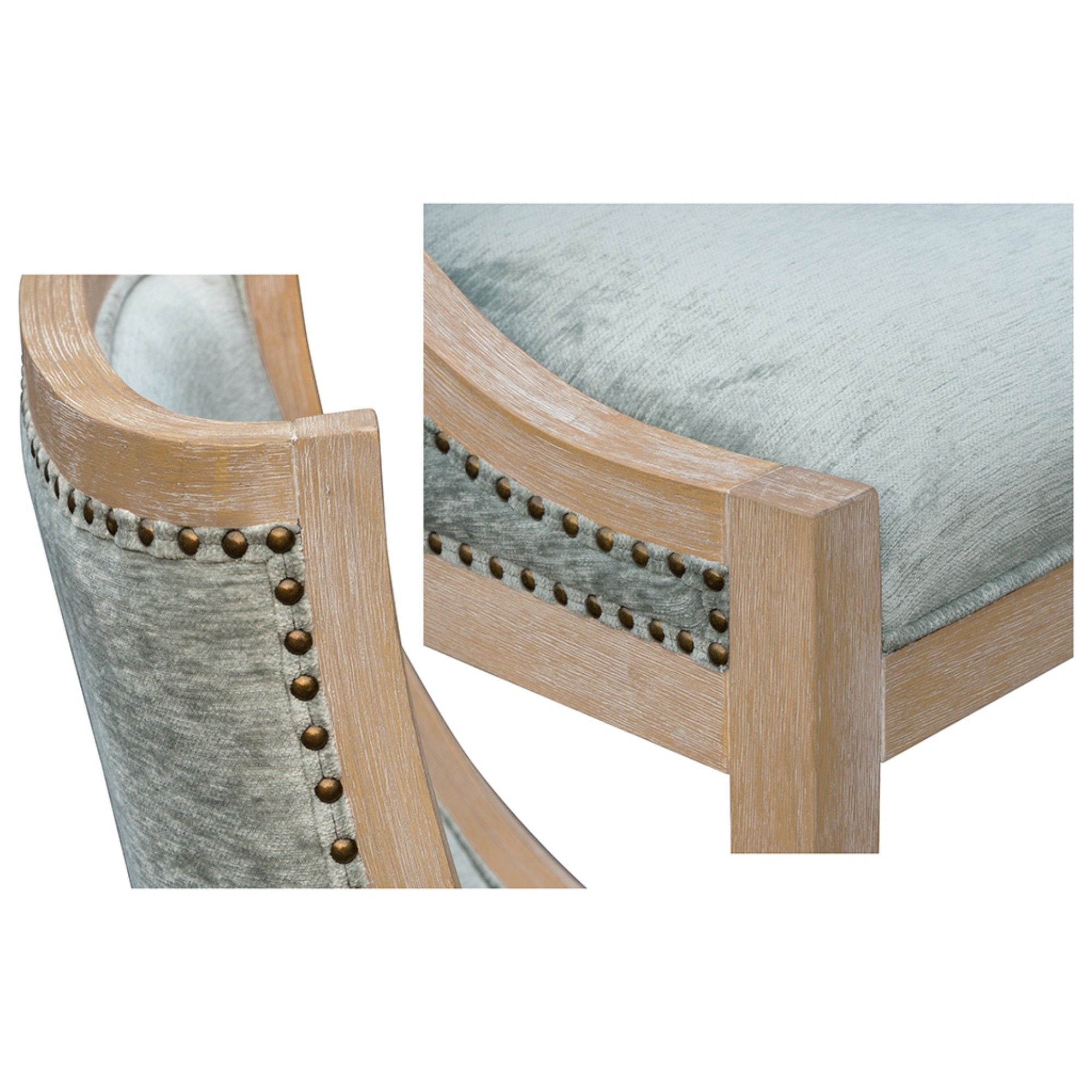 Upholstered Dining Chair With Nailhead Trim - Soft Green