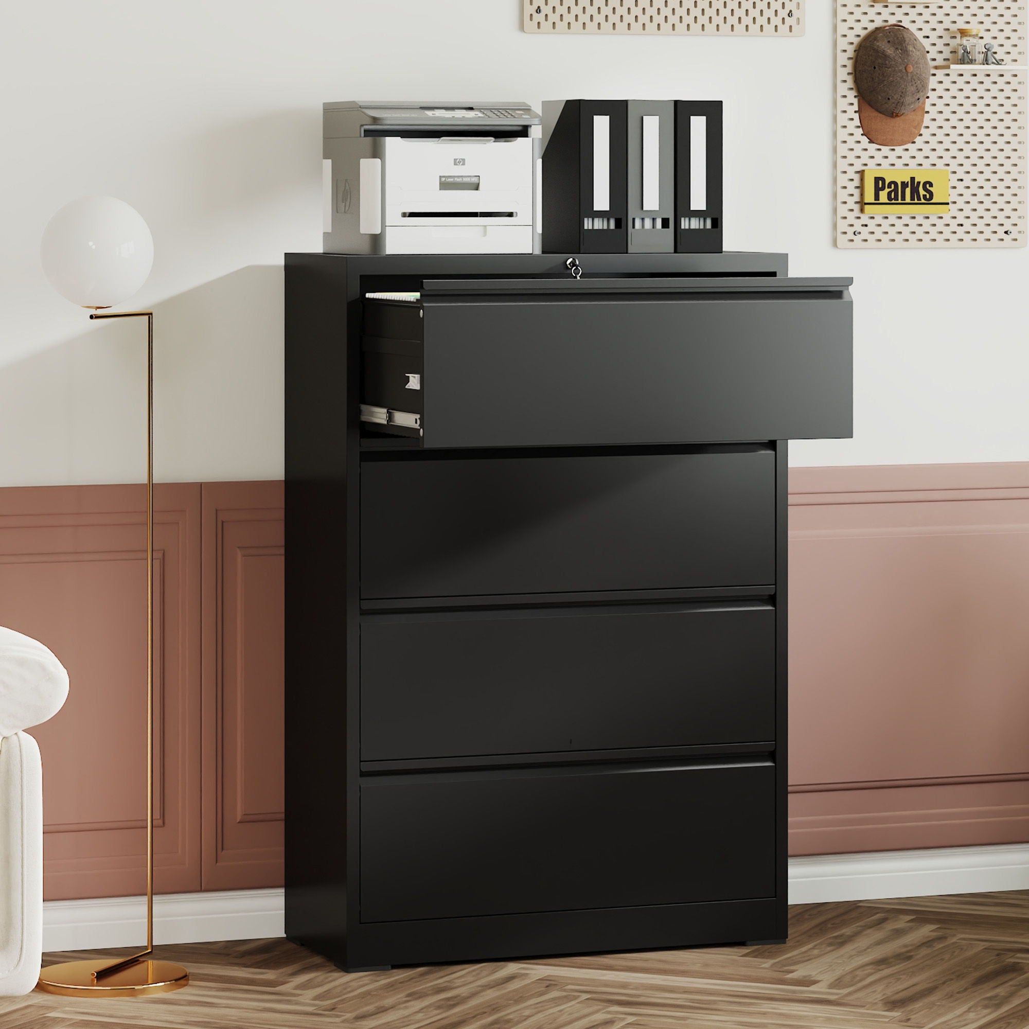 Lateral File Cabinet, Heavy Duty Filing Holds Letter/Legal/A4 Files